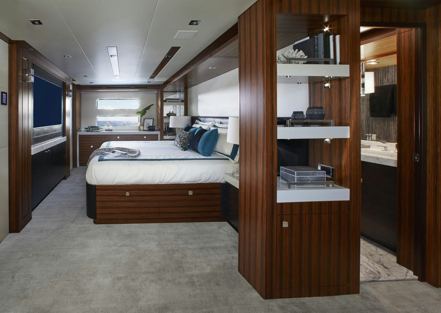 a room with a bed and a closet aboard 2021 NEW BUILD Yacht for Sale