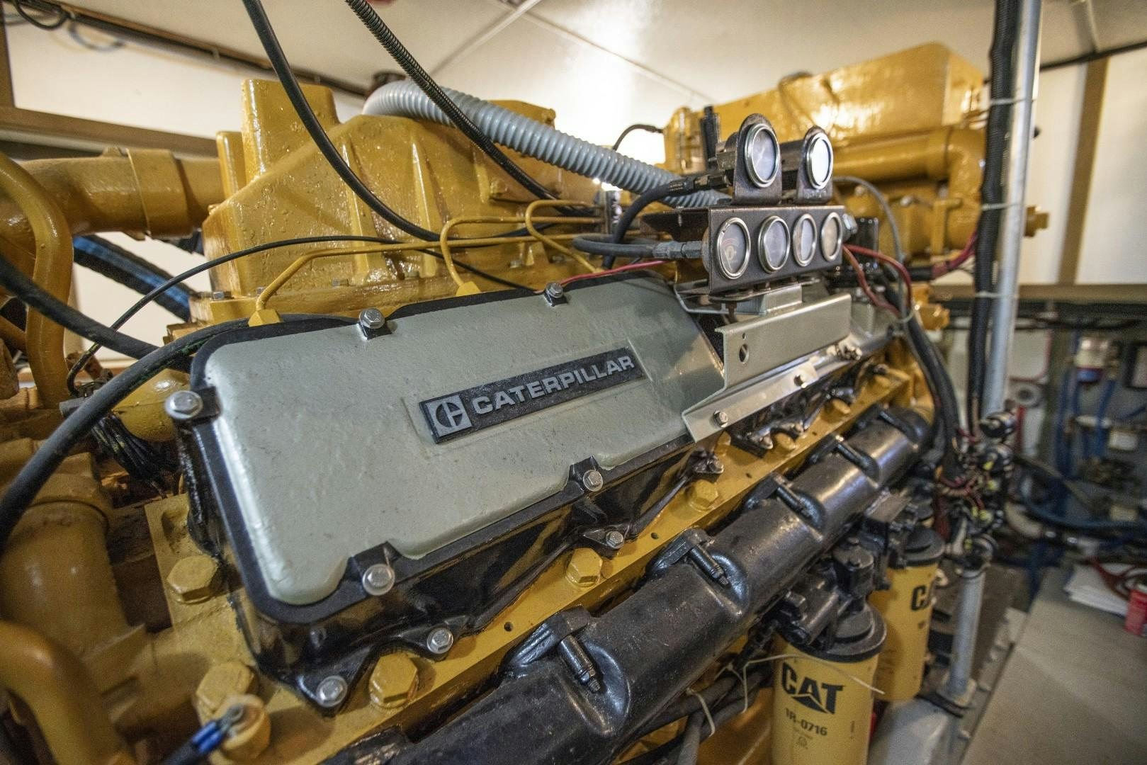 a machine with a large engine aboard HEMINGWAY Yacht for Sale