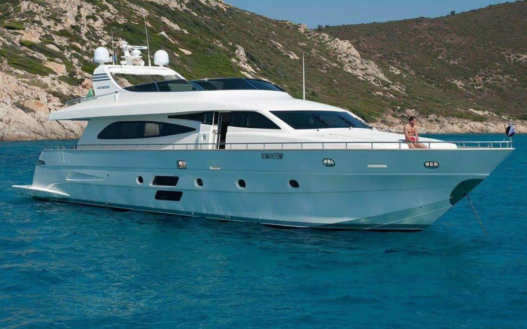 a white yacht in the water aboard ELLISIUM Yacht for Sale