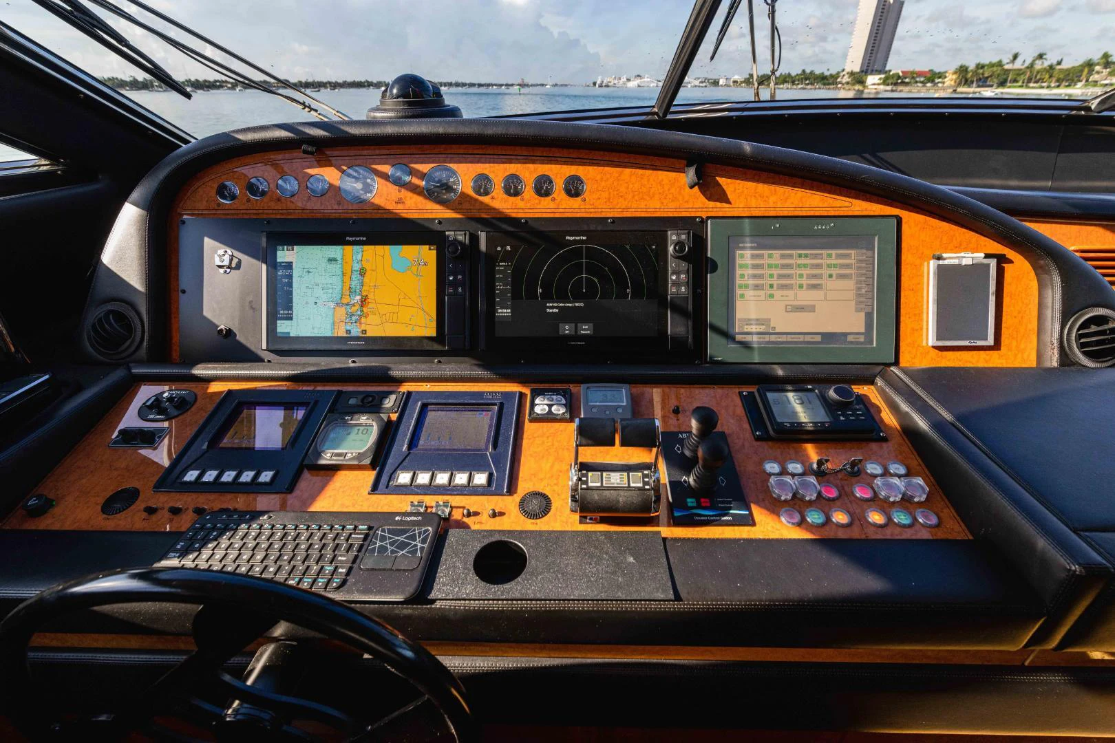 inside of a yellow car aboard KAVITA Yacht for Sale