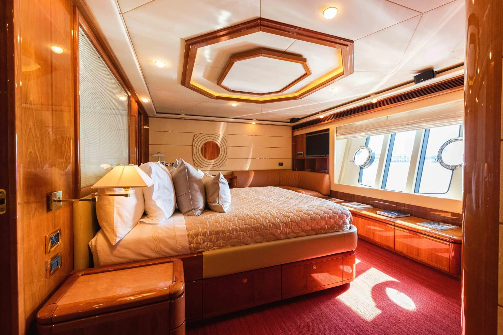 a bed in a room aboard KAVITA Yacht for Sale