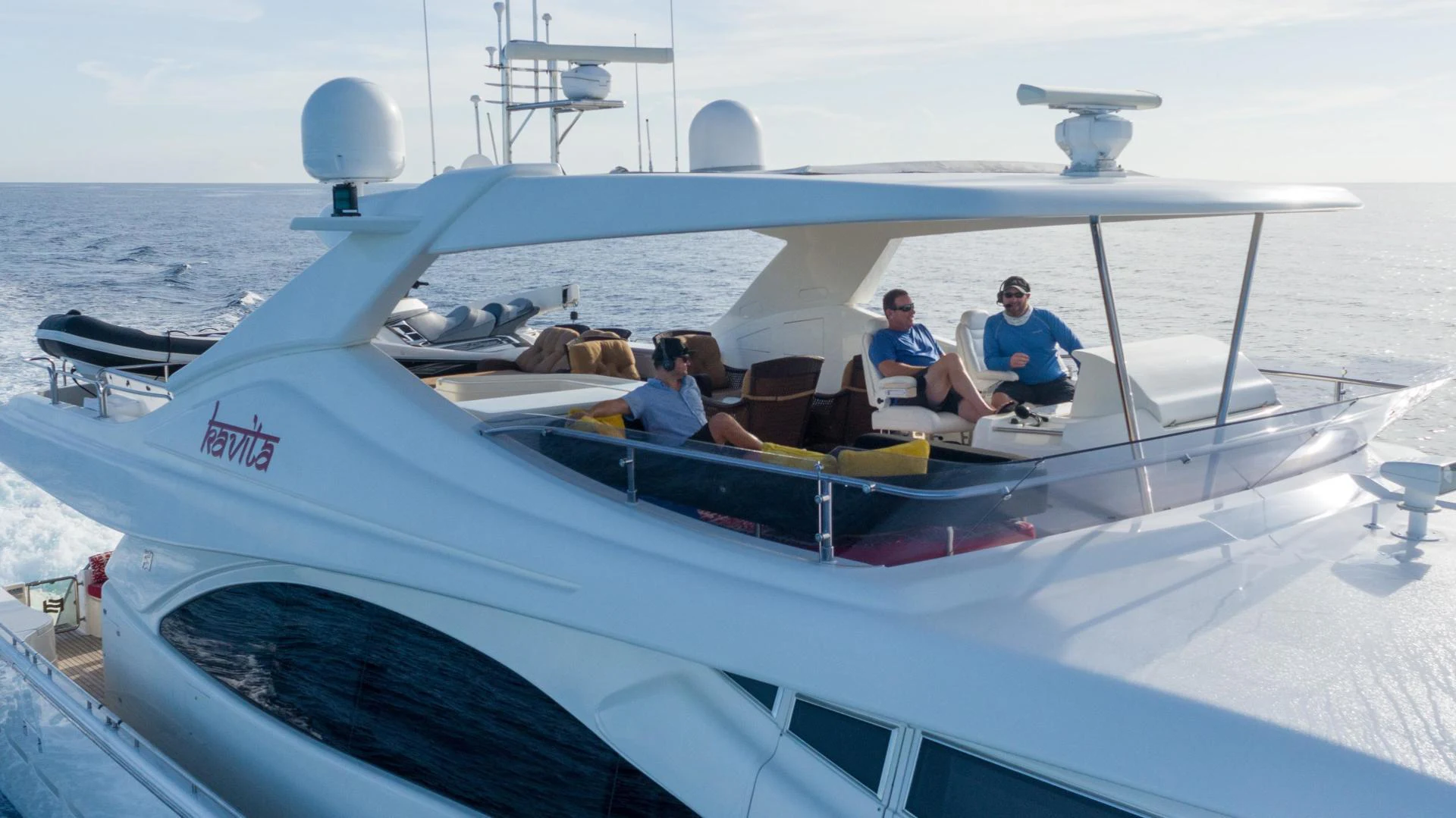 a group of people on a boat aboard KAVITA Yacht for Sale