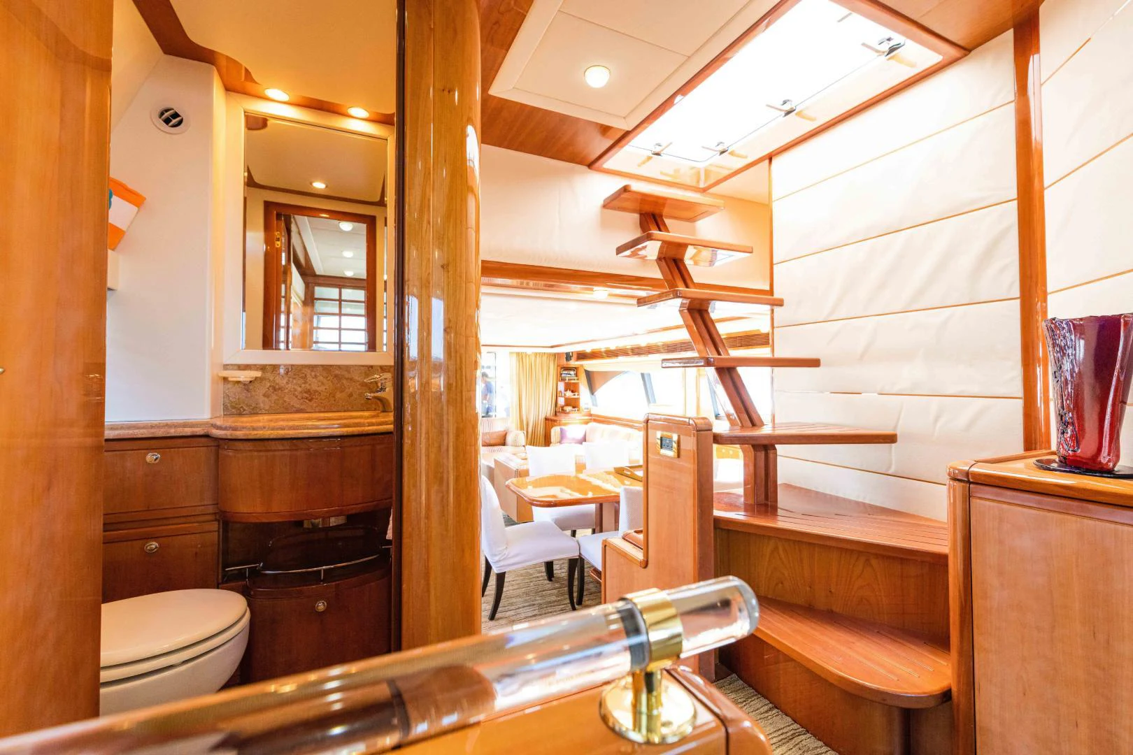 a bathroom with a ladder aboard KAVITA Yacht for Sale