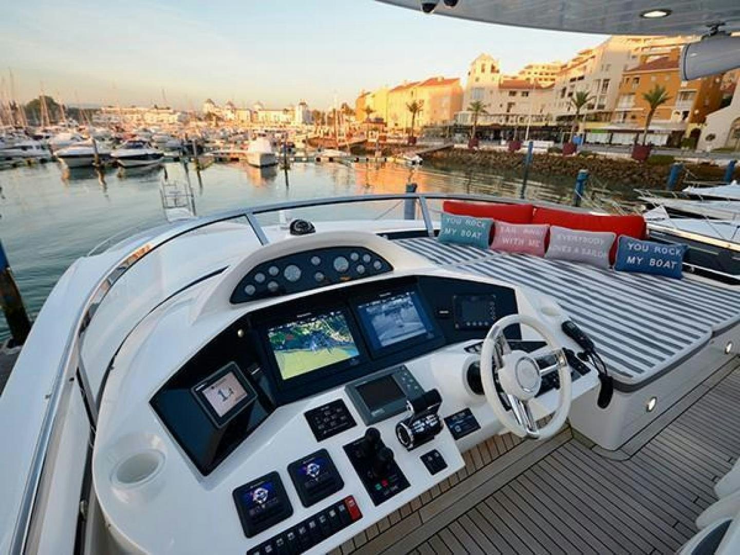 a dashboard of a car aboard EXIMIUS Yacht for Sale