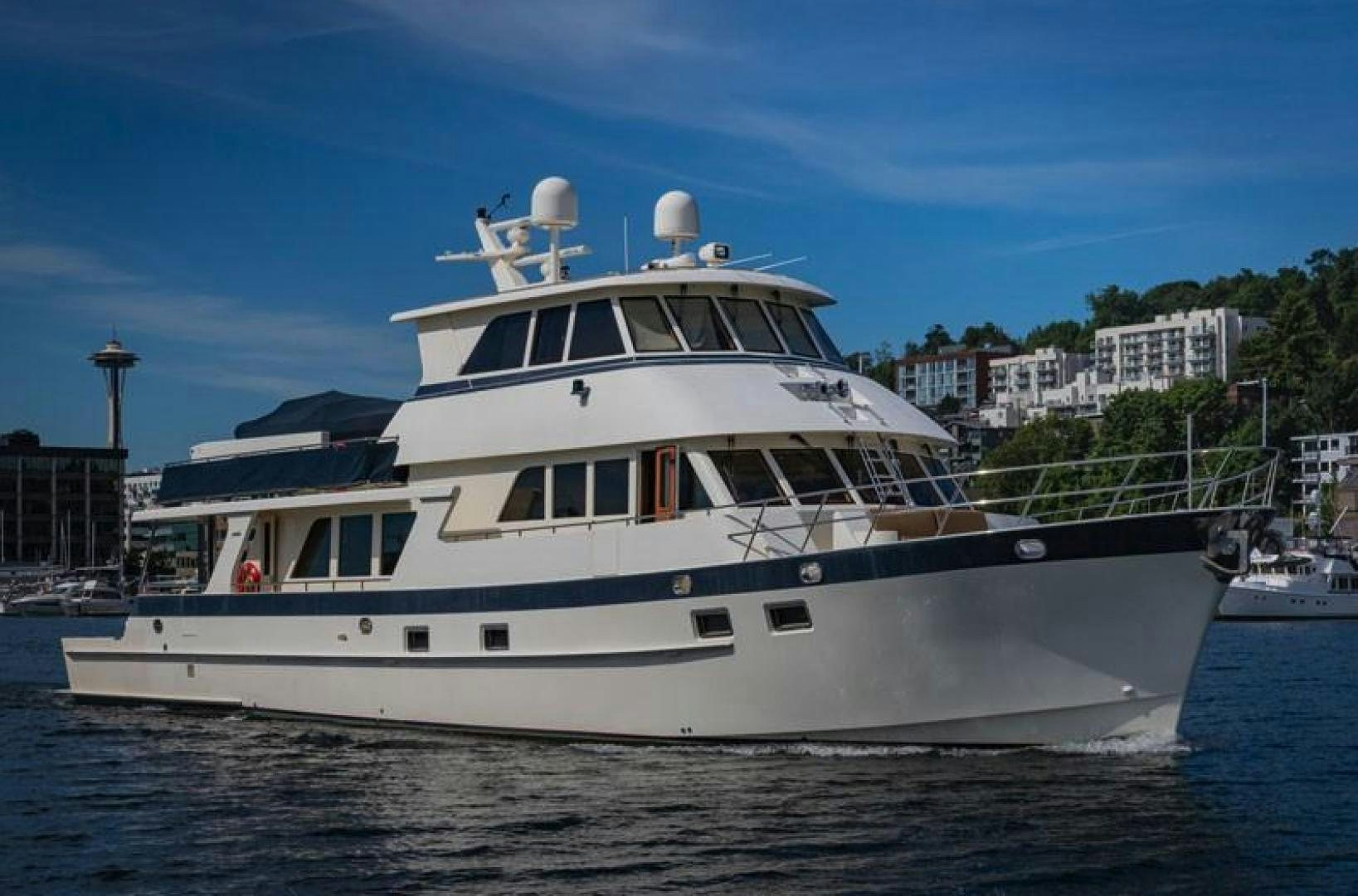 a large white yacht aboard No Name Yacht for Sale