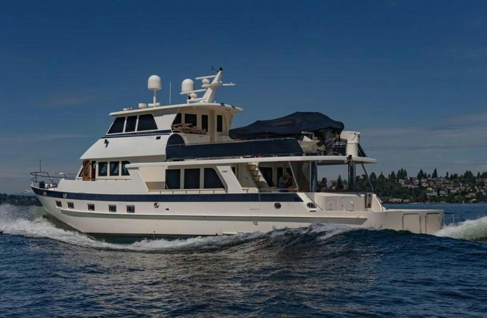 a large white boat with a drone on top of it aboard NO NAME Yacht for Sale