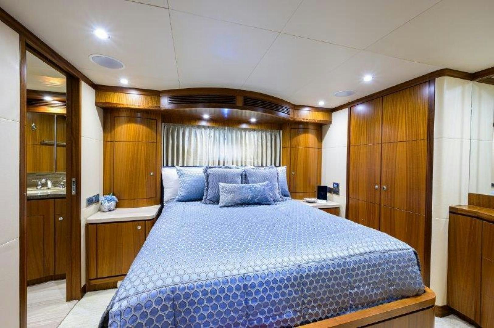 a bed in a room aboard AMAZING GRACE Yacht for Sale