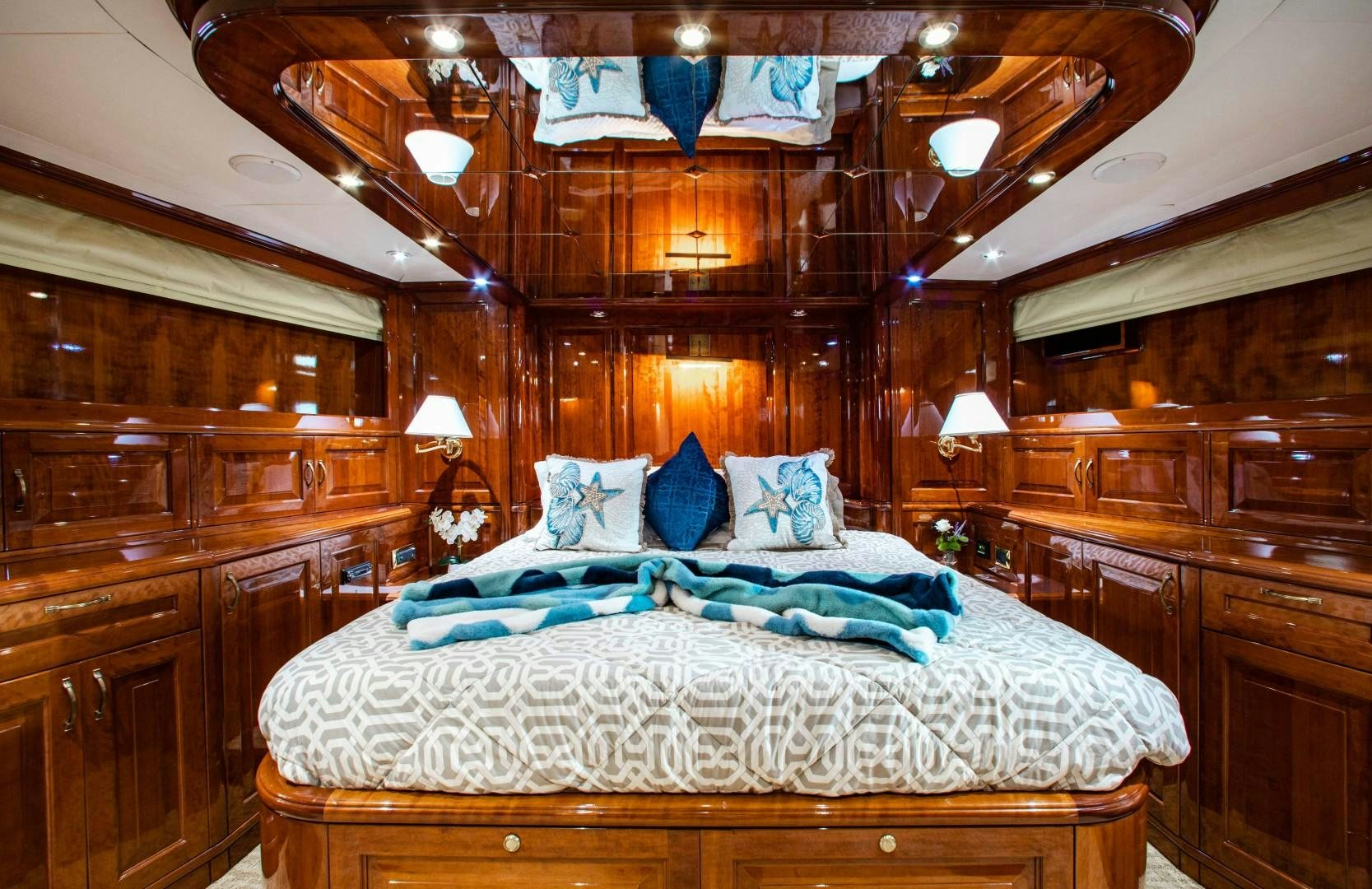 a bed in a cabin aboard DRIVEN Yacht for Sale