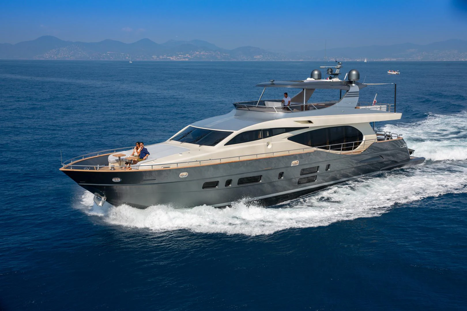 a boat in the water aboard URSUS V Yacht for Sale