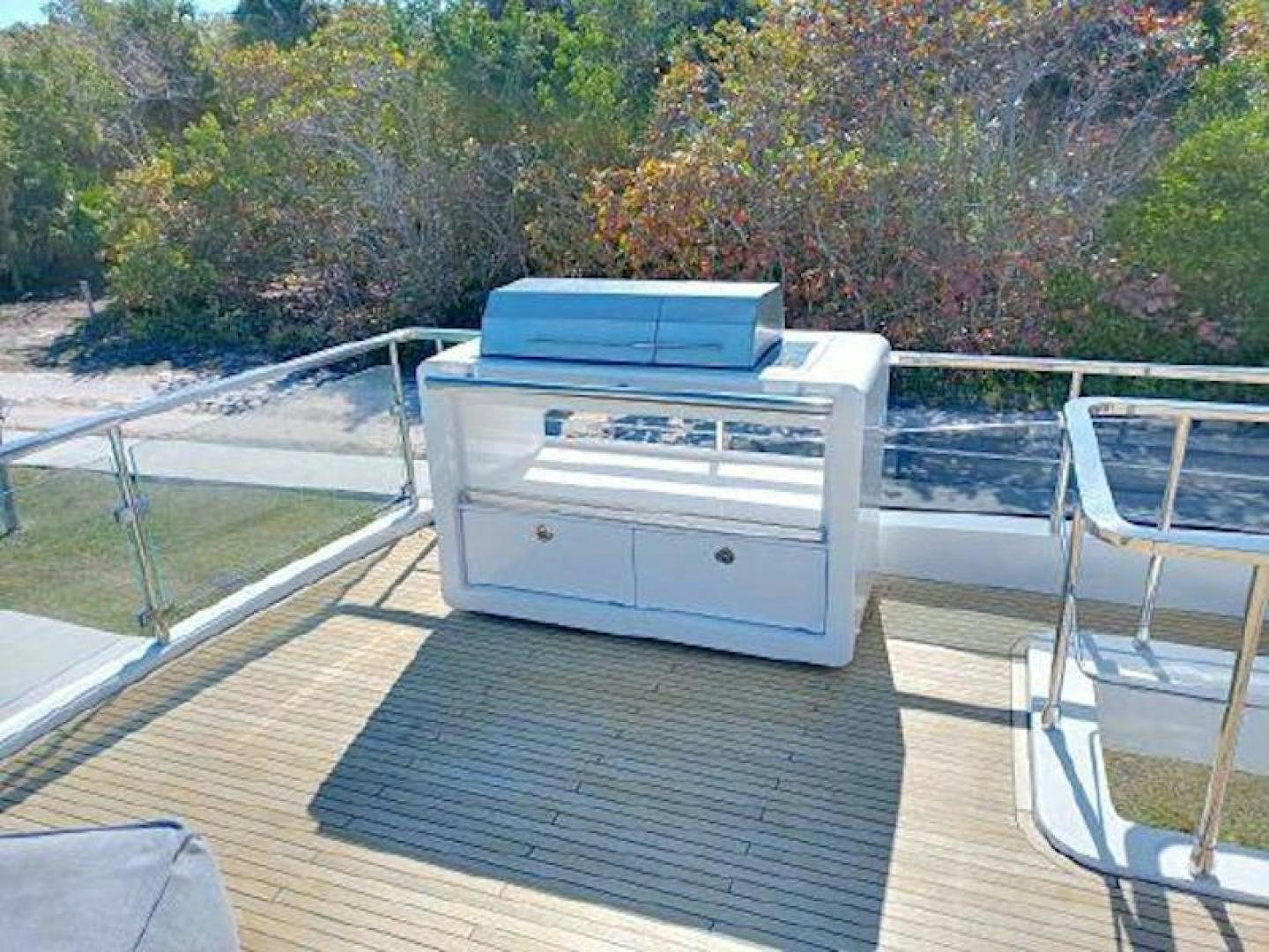 a white rectangular object on a deck aboard NOMAD Yacht for Sale