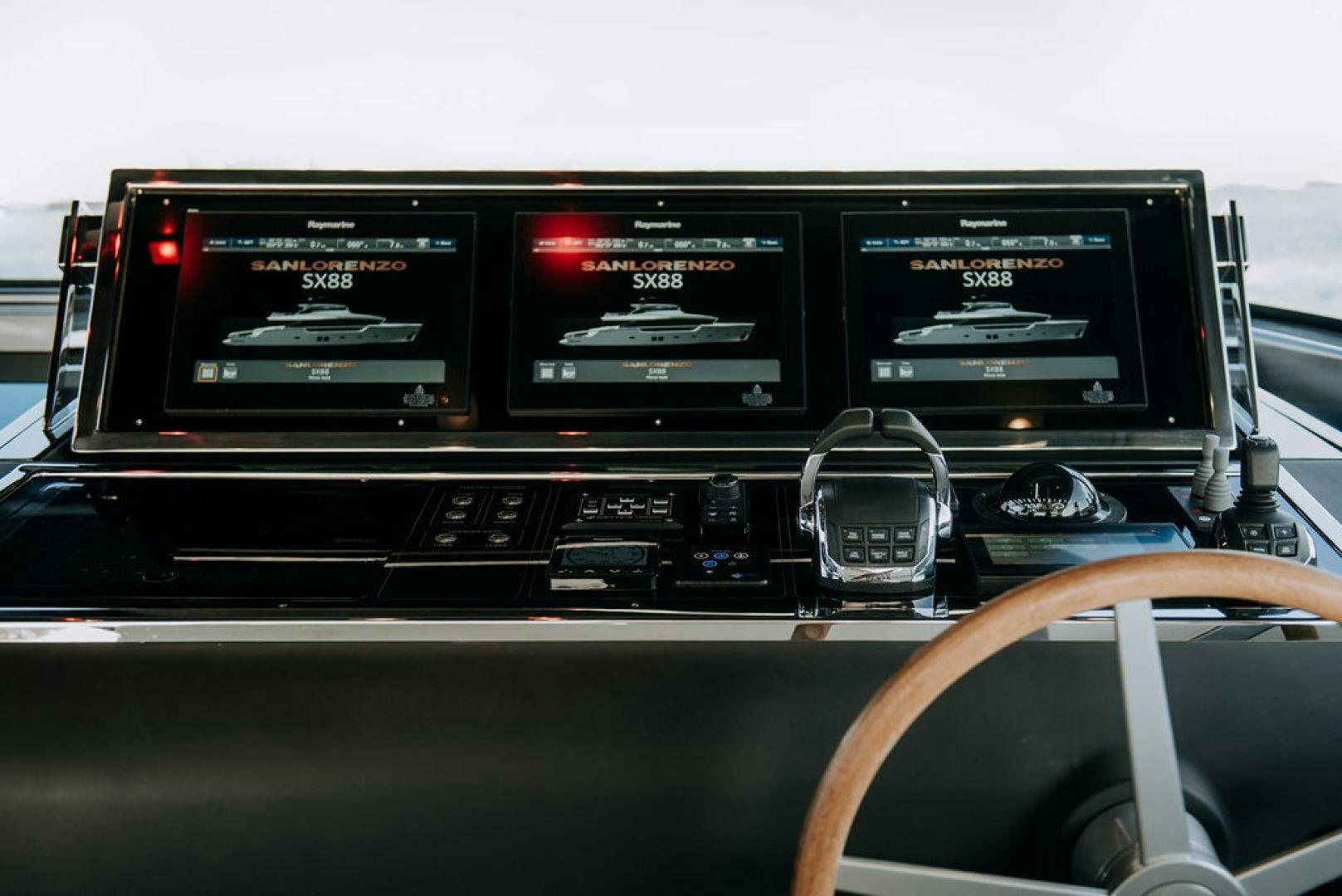 the inside of a car aboard ZAZZAZU II Yacht for Sale