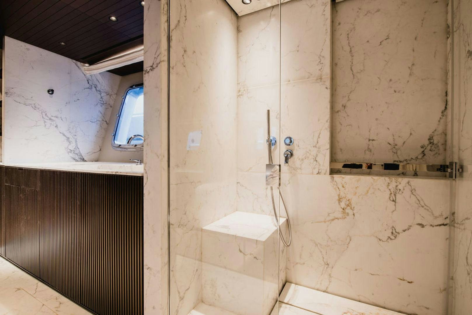 a wall with a window and a door aboard ZAZZAZU II Yacht for Sale