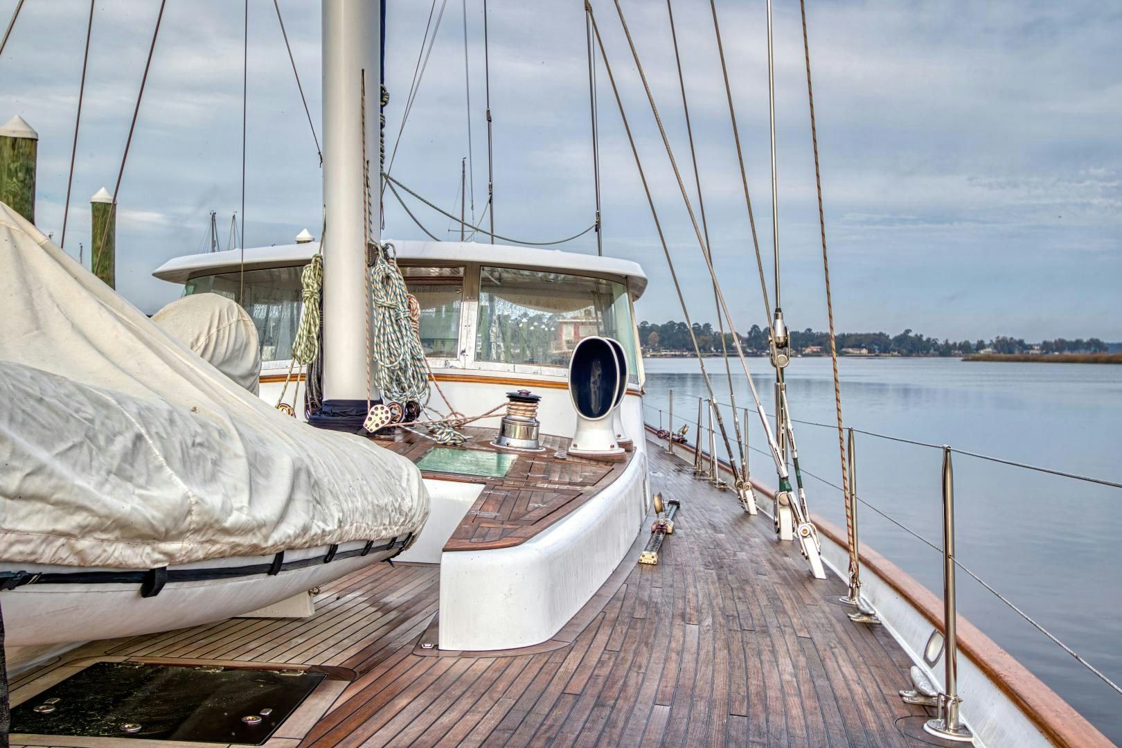 a boat on a dock aboard ARIA Yacht for Sale