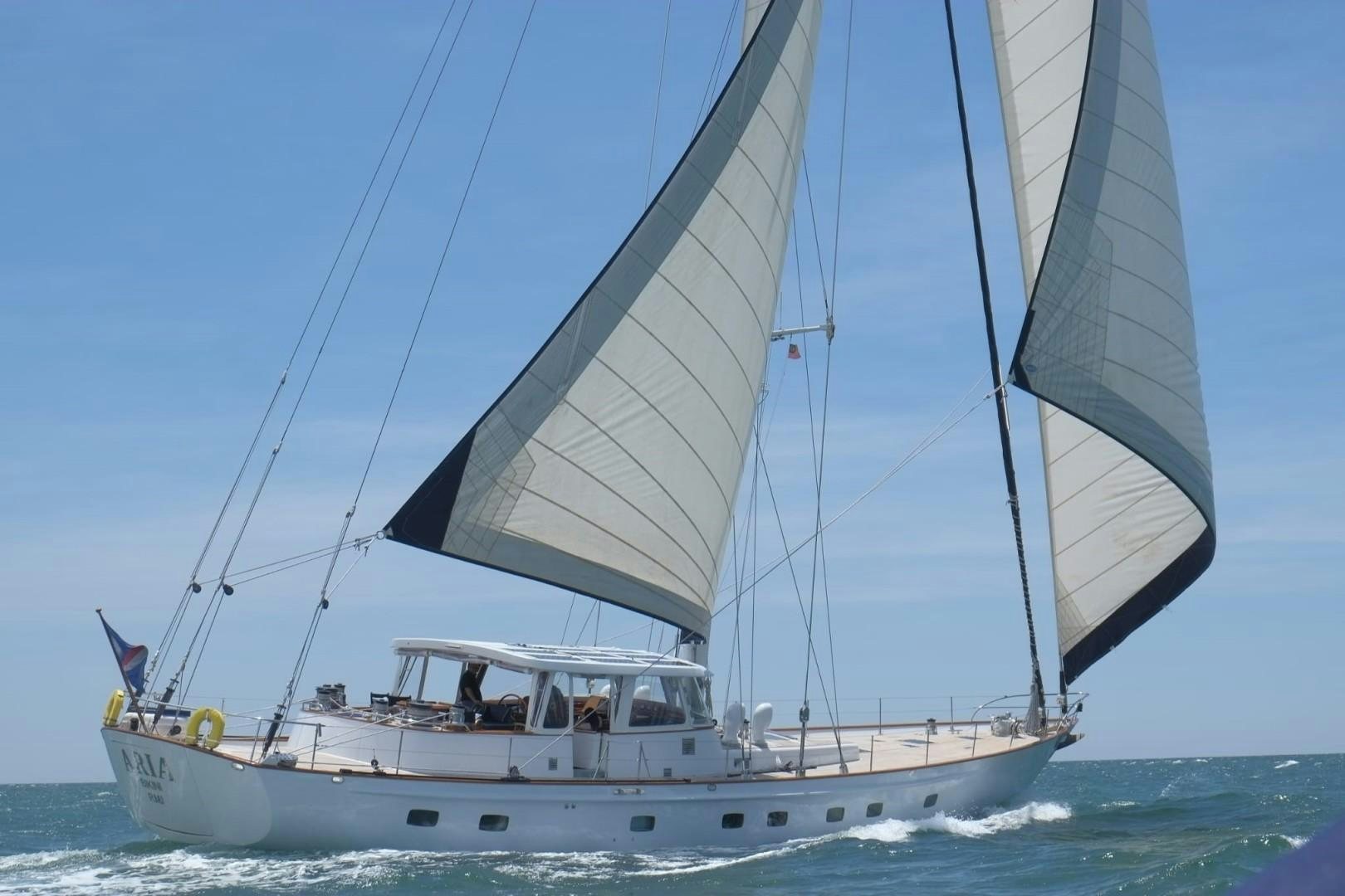 a boat sailing on the sea aboard ARIA Yacht for Sale