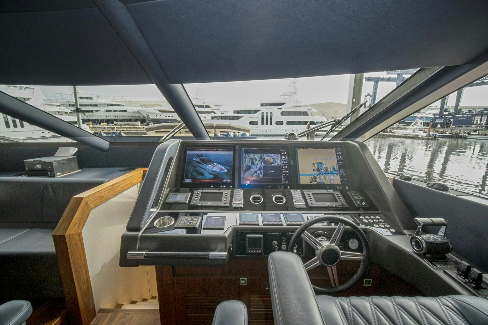 inside of a cockpit aboard 'S NOON SOMEWHERE Yacht for Sale