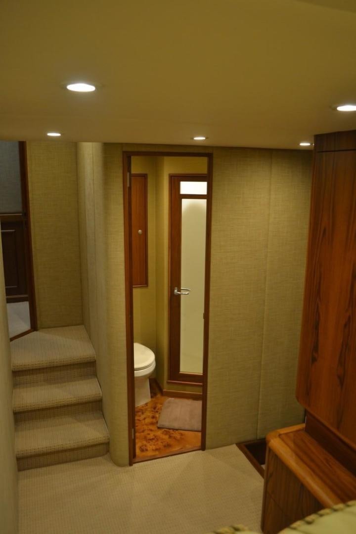 a bathroom with a standup shower aboard DESTINY Yacht for Sale