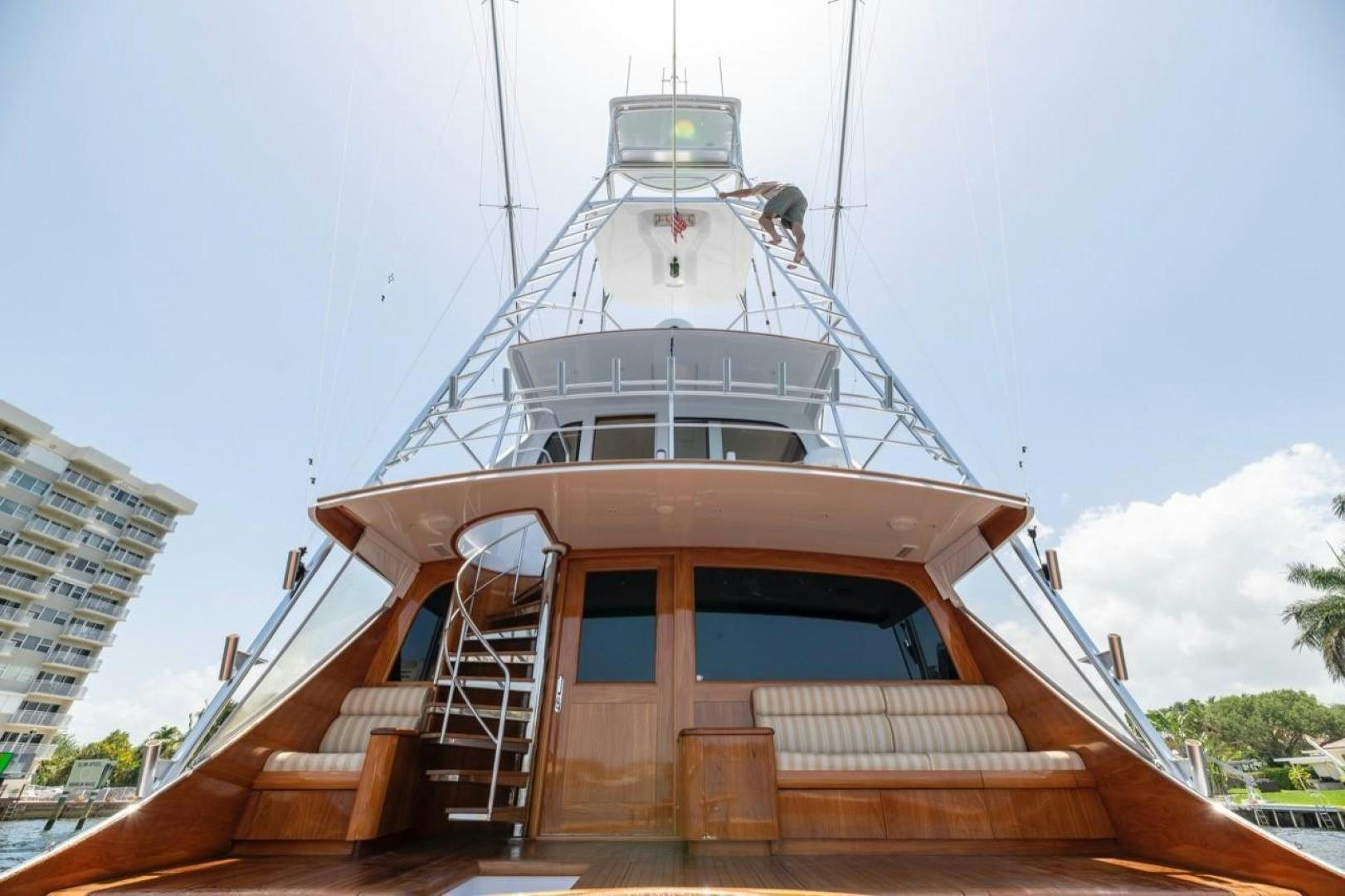 a boat on a dock aboard DESTINY Yacht for Sale