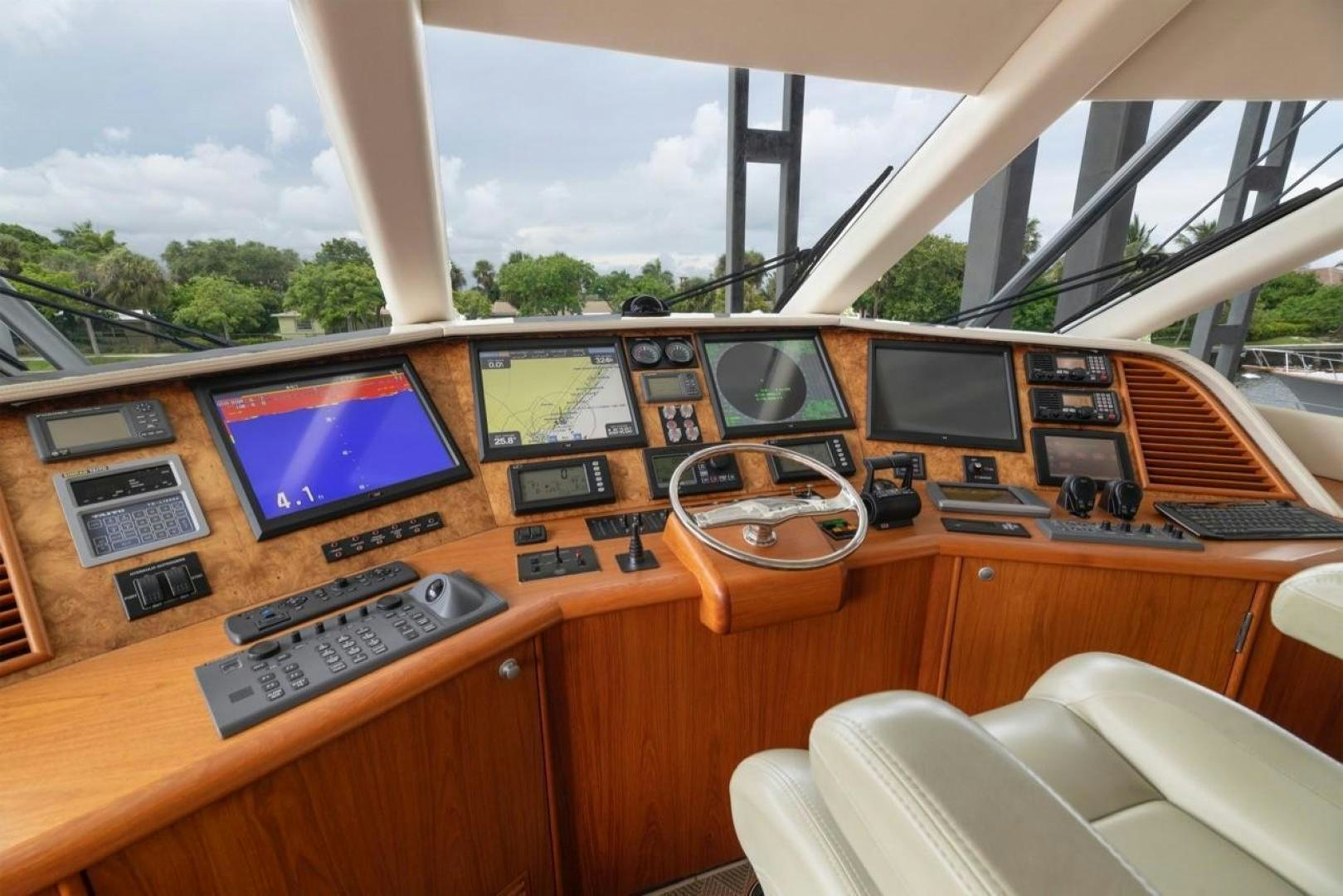 a control panel on a table aboard DESTINY Yacht for Sale