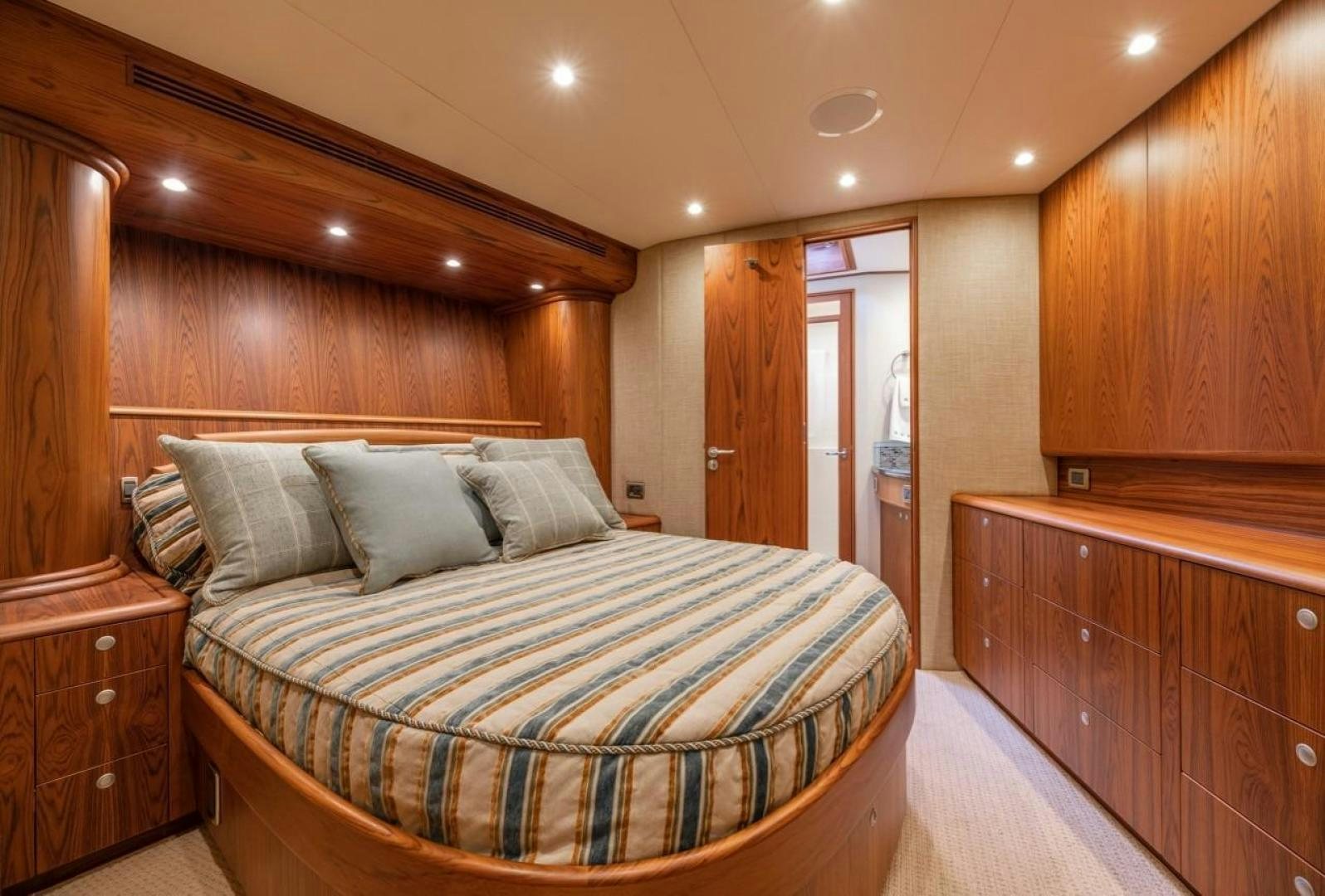 a bed in a room aboard DESTINY Yacht for Sale