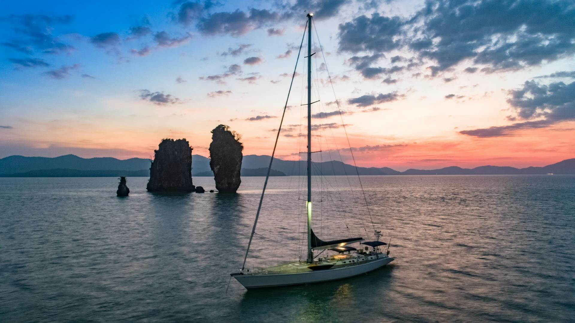 a sailboat on the water aboard ASPIRATION Yacht for Sale