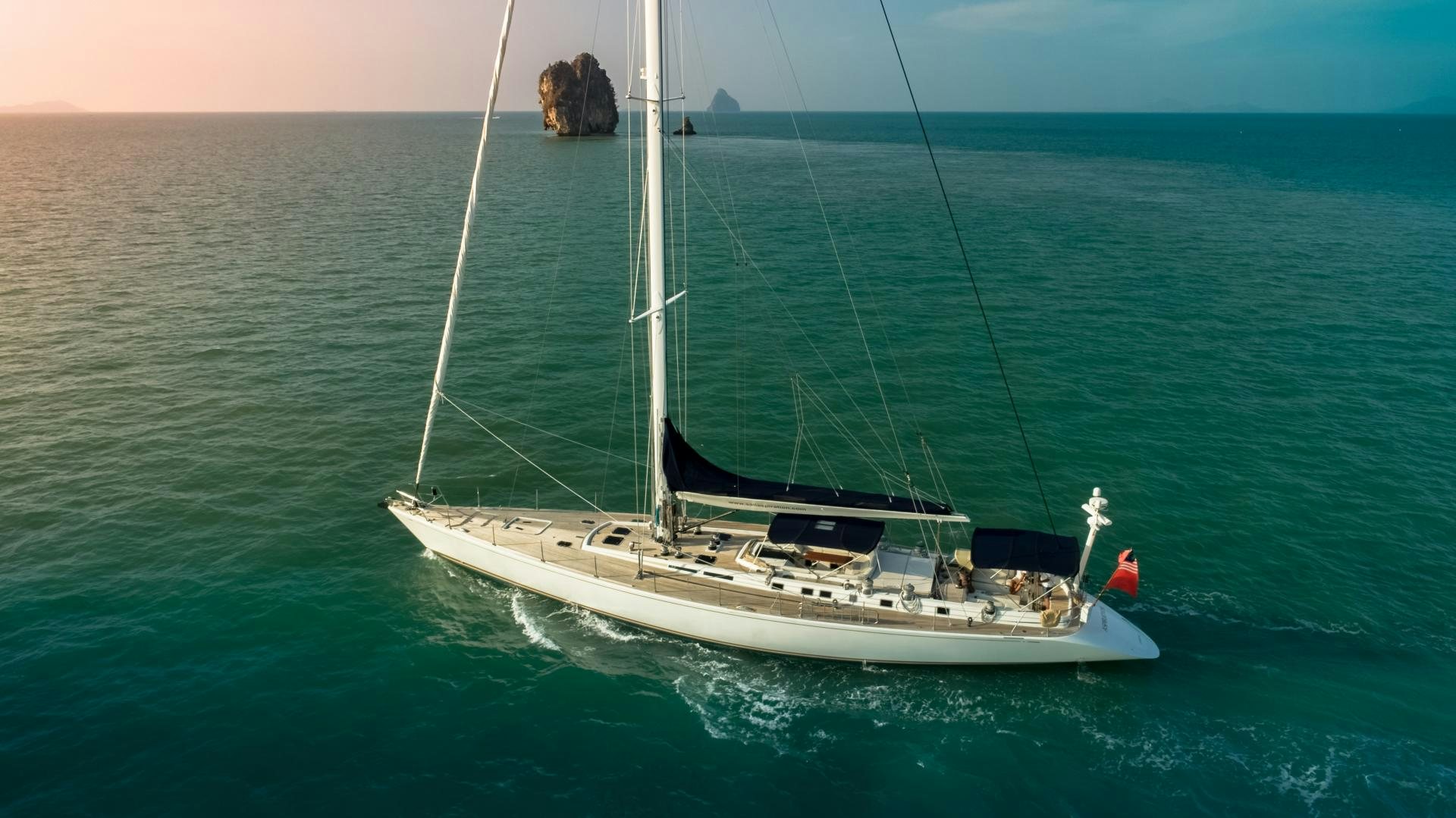 a sailboat in the ocean aboard ASPIRATION Yacht for Sale