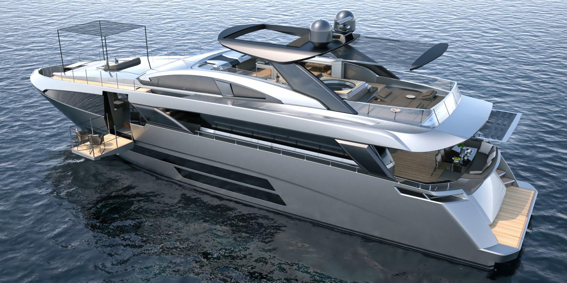 a white boat on the water aboard SEDA Yacht for Sale