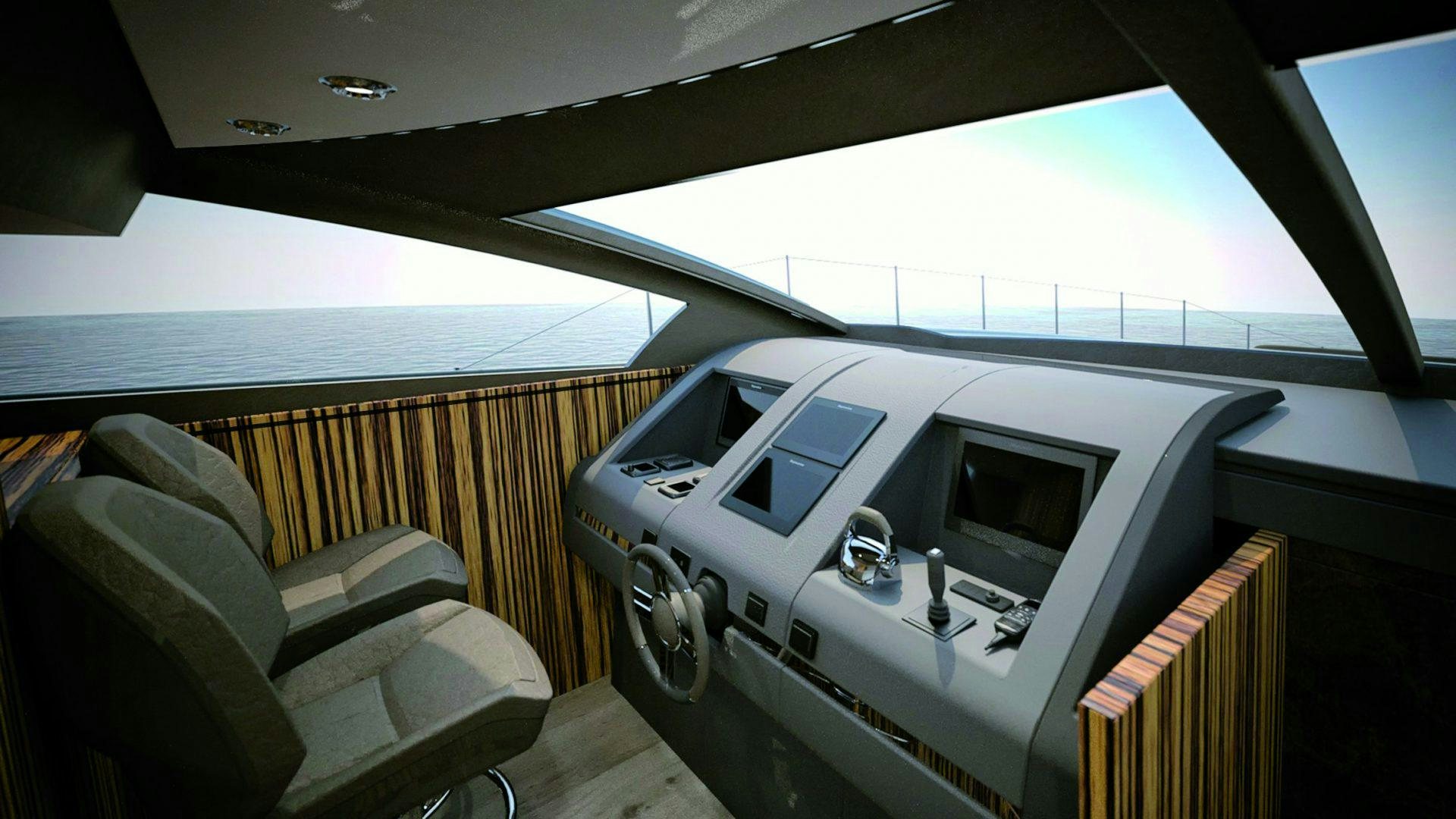 inside of a car aboard SEDA Yacht for Sale