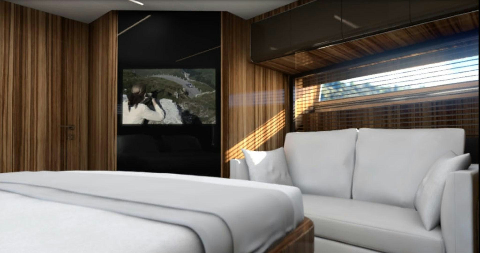 a room with two white couches and a large painting on the wall aboard SEDA Yacht for Sale