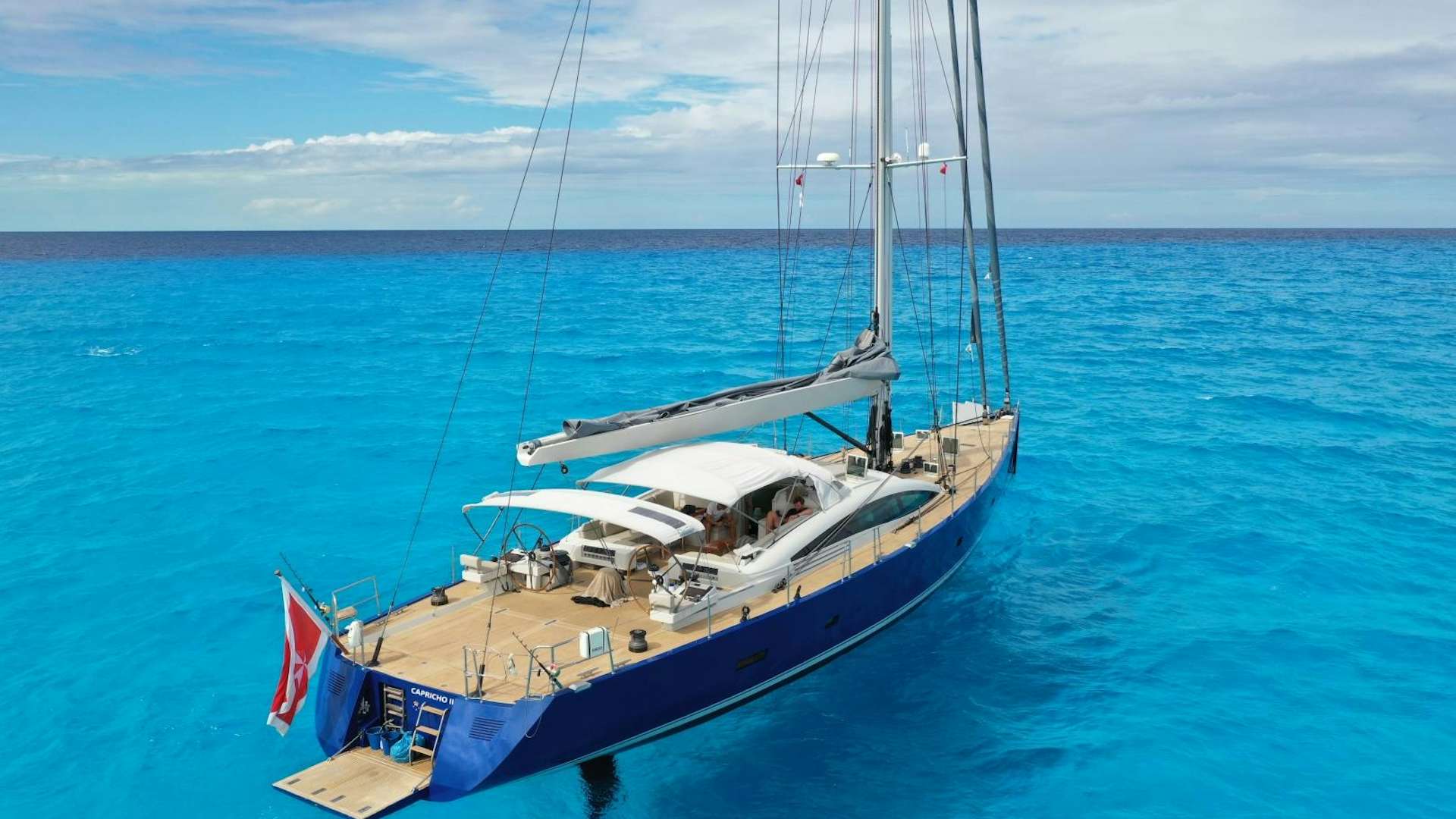a boat in the water aboard CAPRICHO II Yacht for Sale