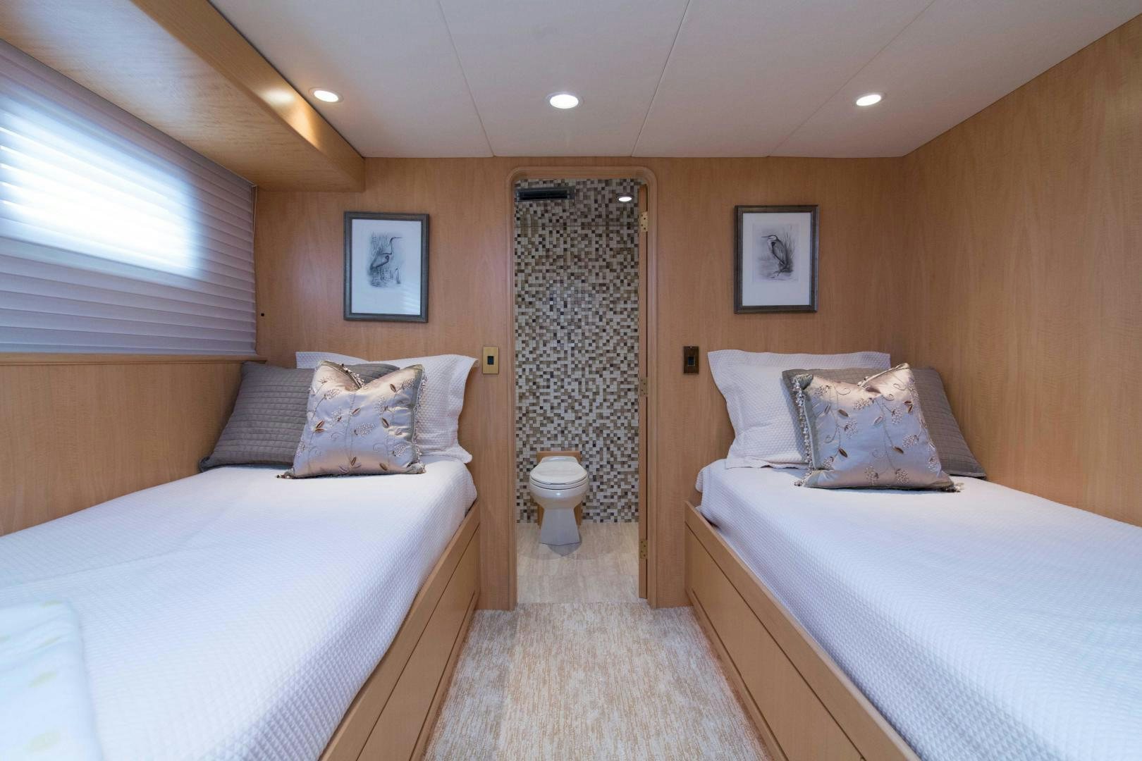 a room with two beds aboard ROAMIN' HOLIDAY Yacht for Sale