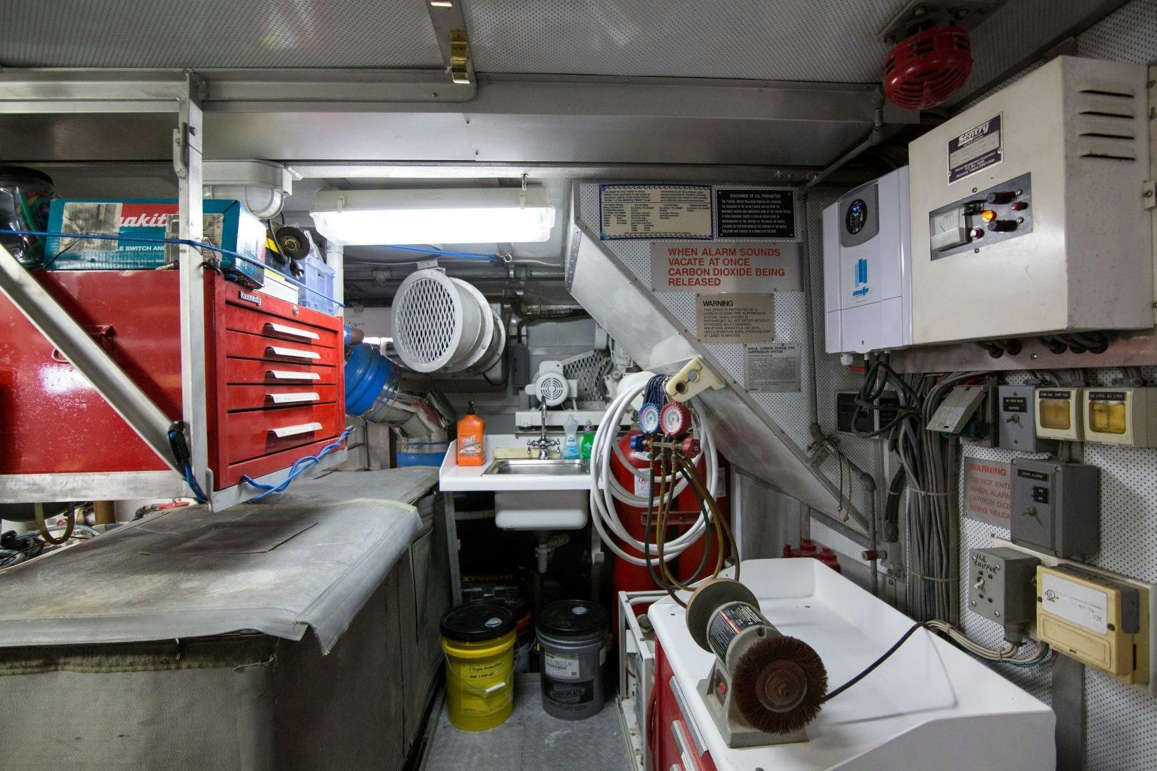 a room with machinery aboard ROAMIN' HOLIDAY Yacht for Sale
