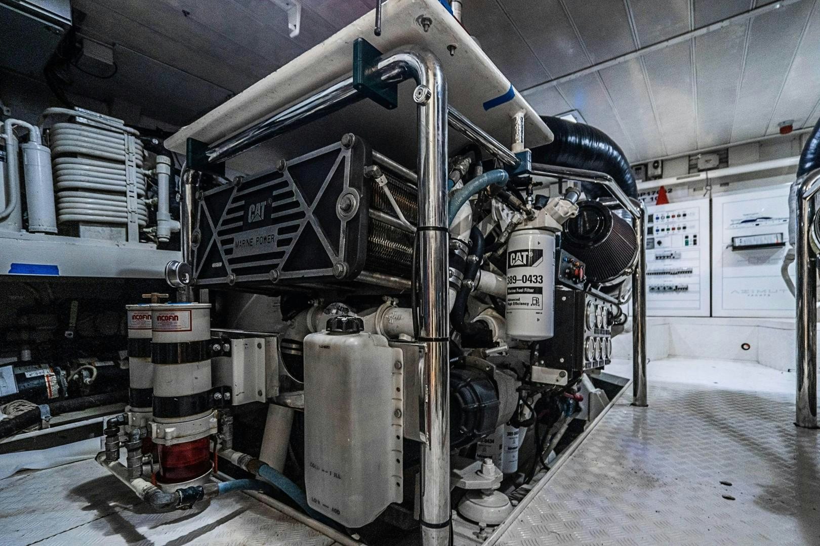 a large machine in a factory aboard Blue Yacht for Sale