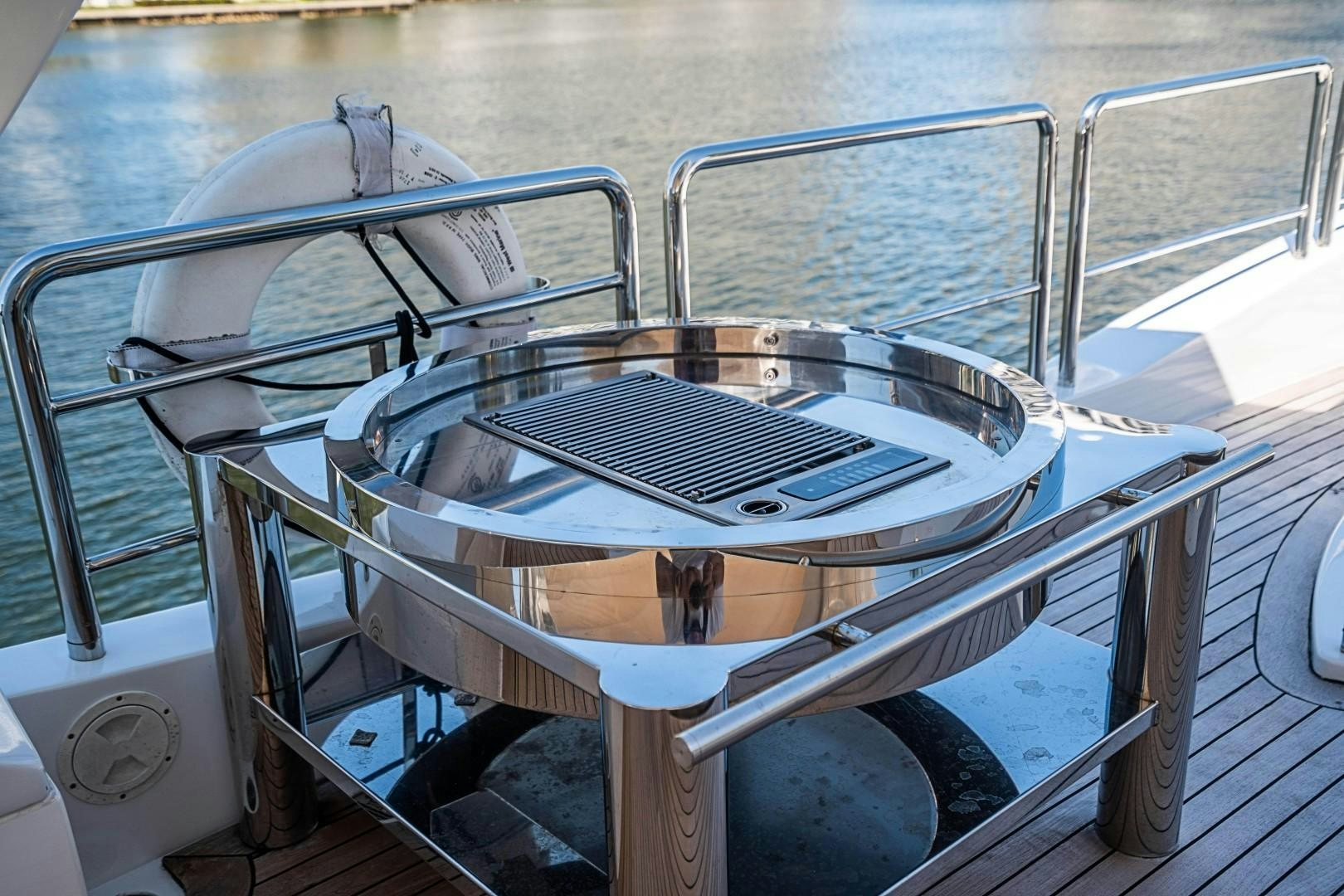 a boat on the water aboard Blue Yacht for Sale