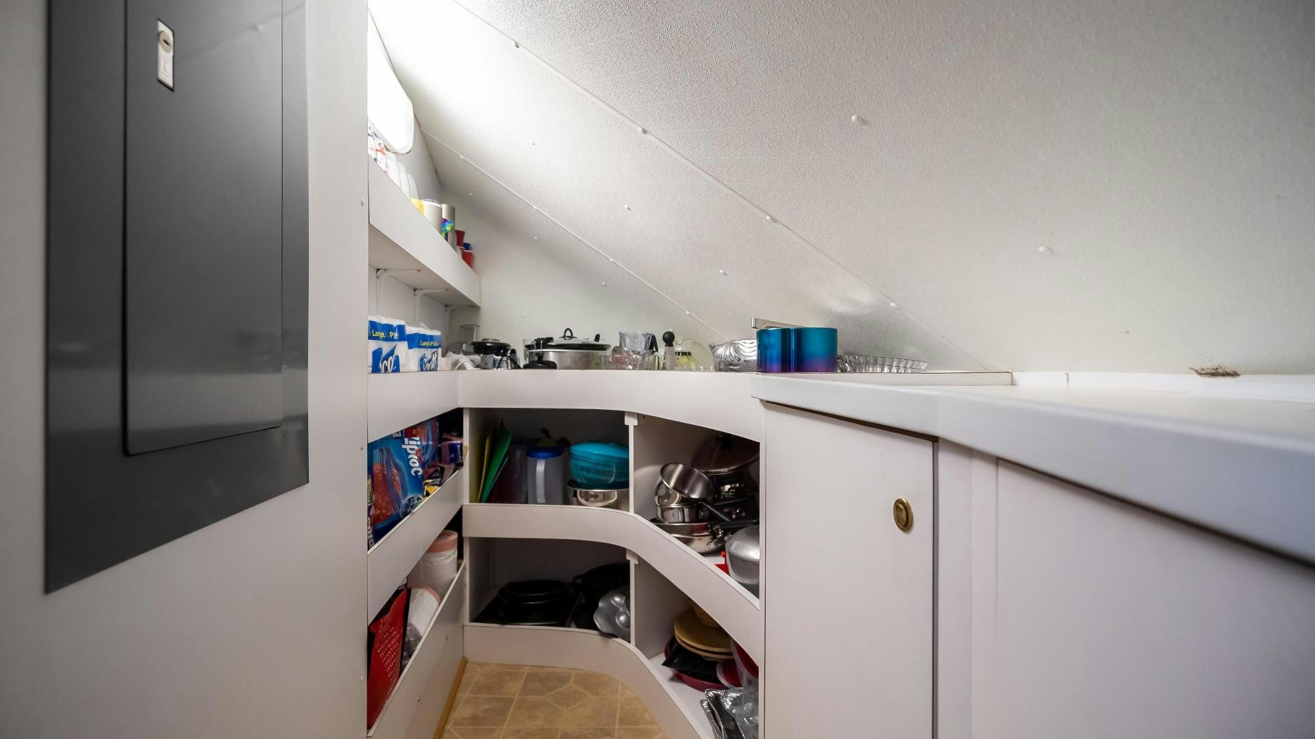 a kitchen with a white counter aboard COME MONDAY Yacht for Sale