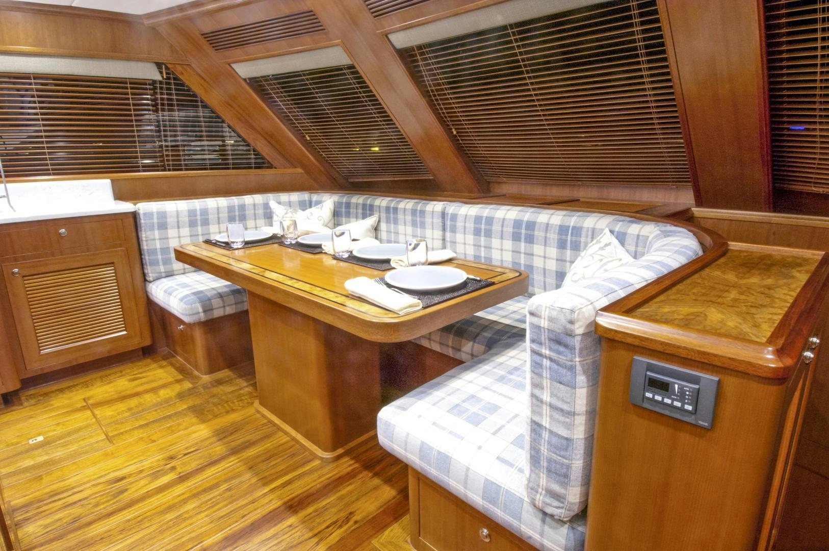 a room with a bed and a table aboard No Name Yacht for Sale