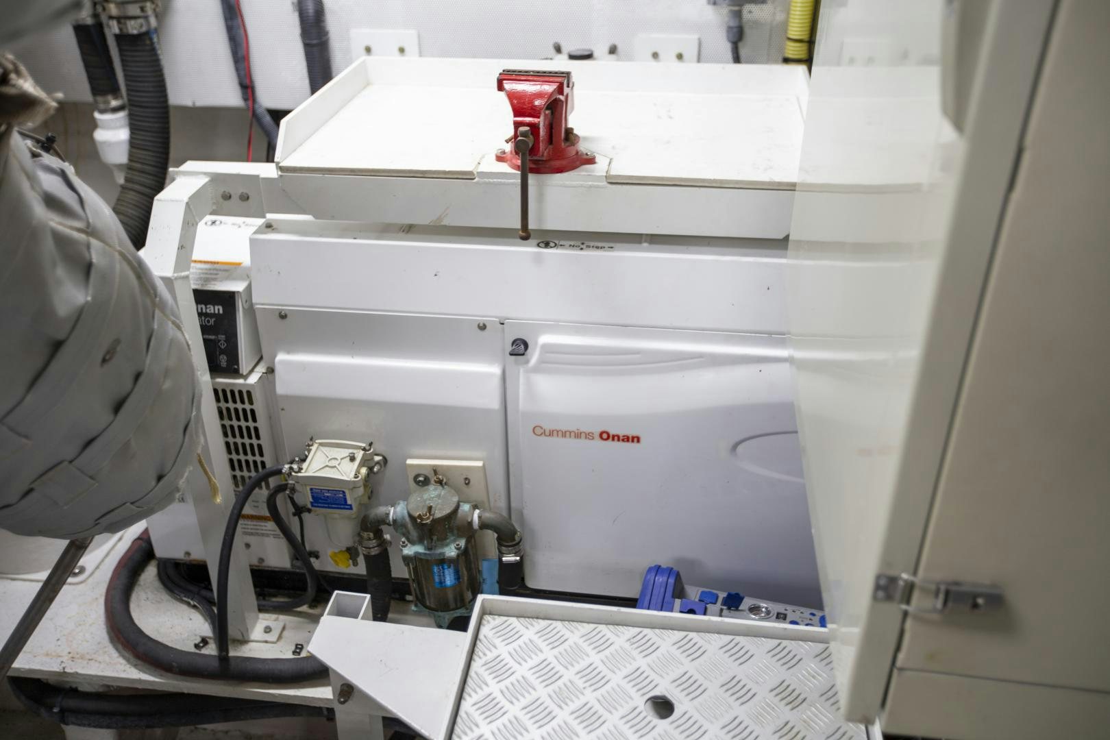 a machine with a red label aboard LAS BRISAS Yacht for Sale