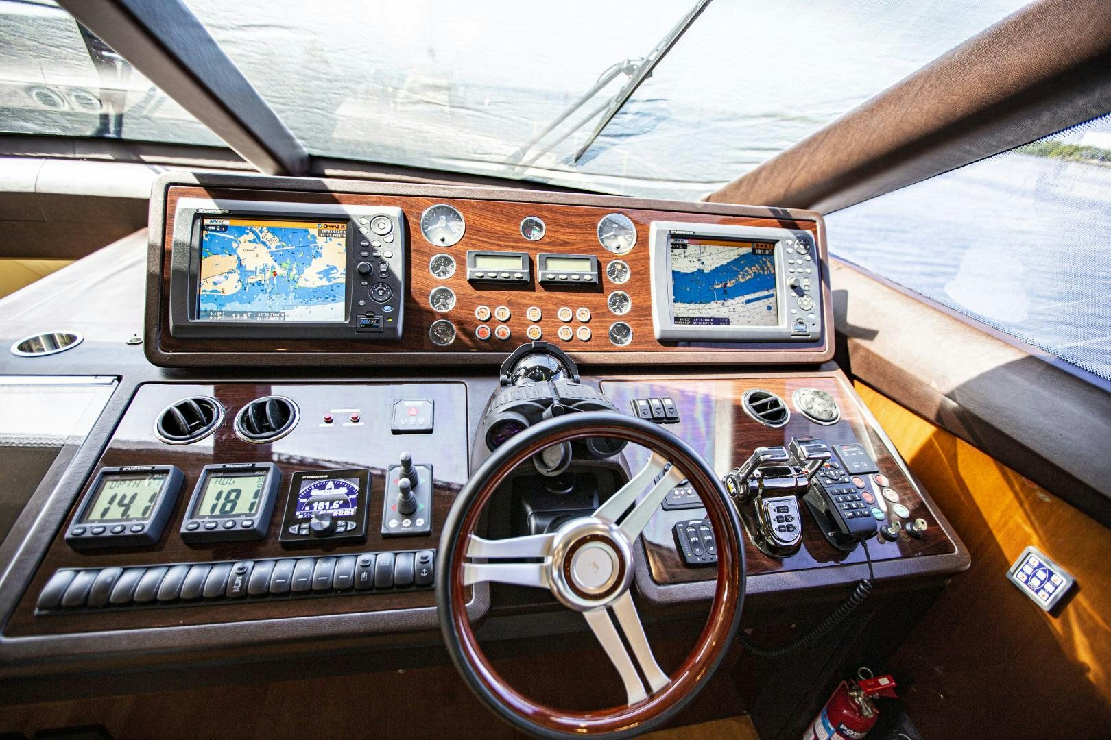 inside of a car aboard LAS BRISAS Yacht for Sale