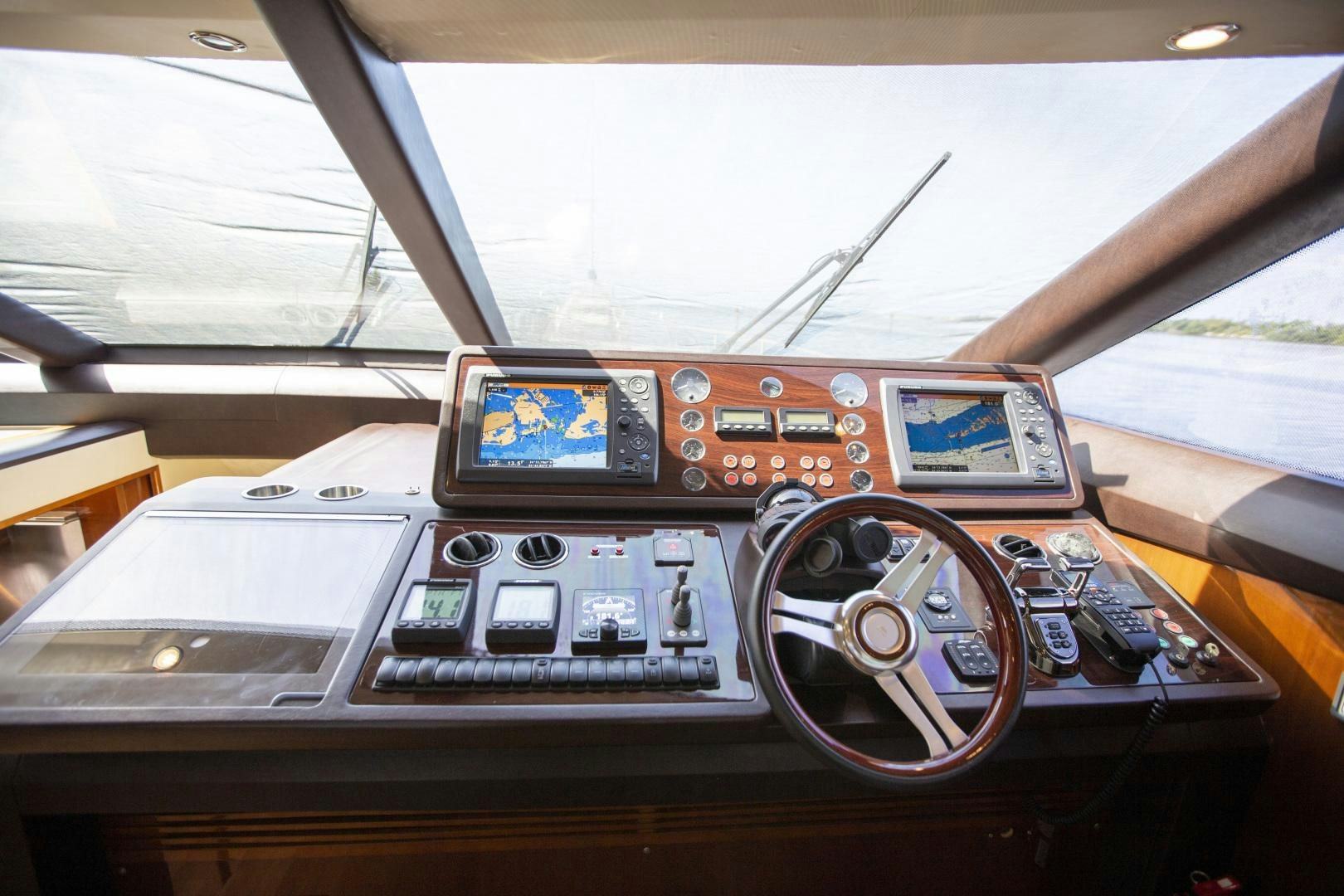 the inside of a car aboard LAS BRISAS Yacht for Sale
