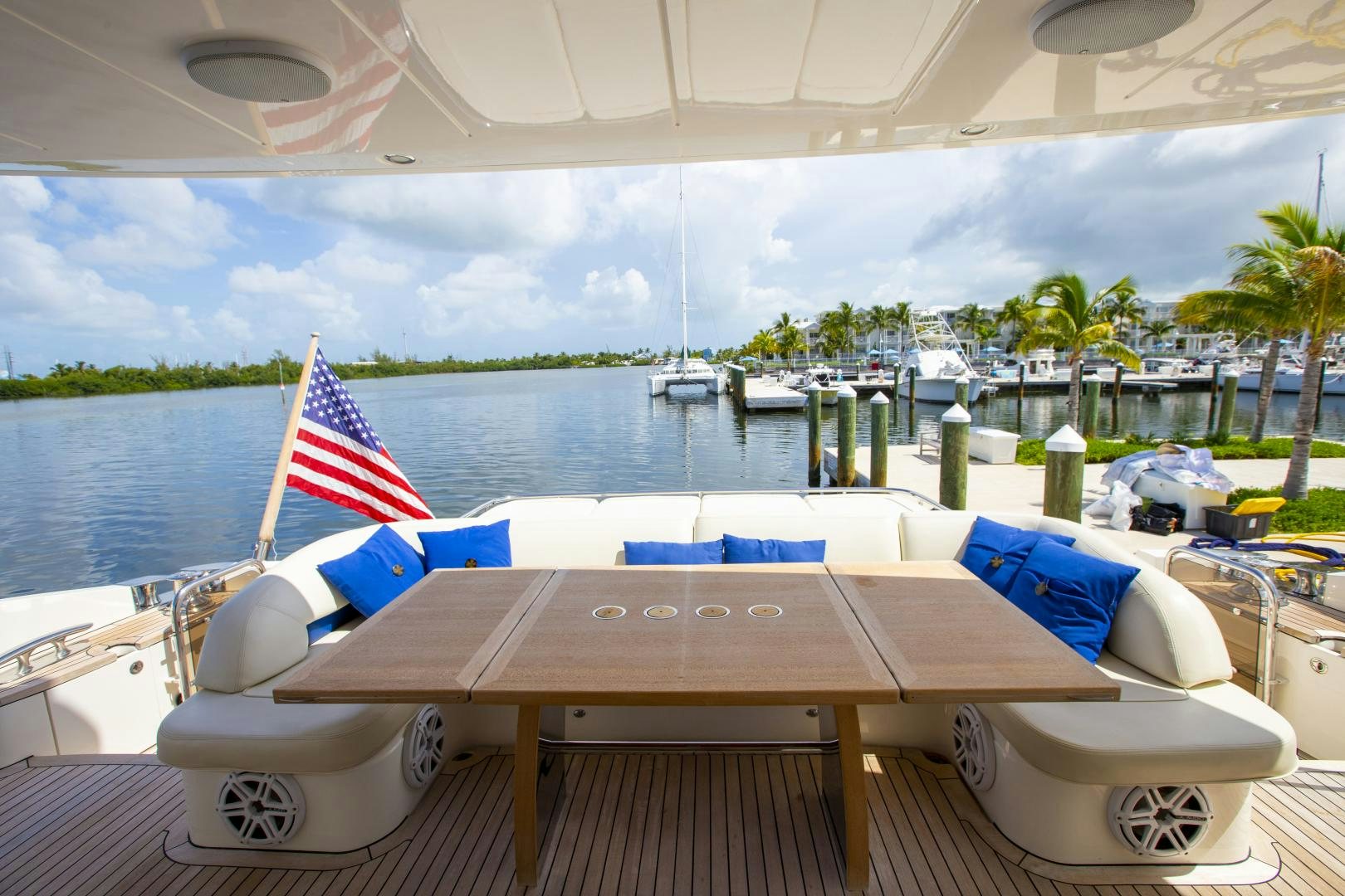 a boat on a deck aboard LAS BRISAS Yacht for Sale