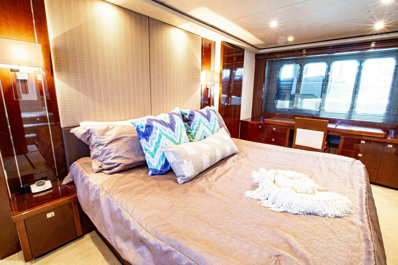a bed in a room aboard LAS BRISAS Yacht for Sale