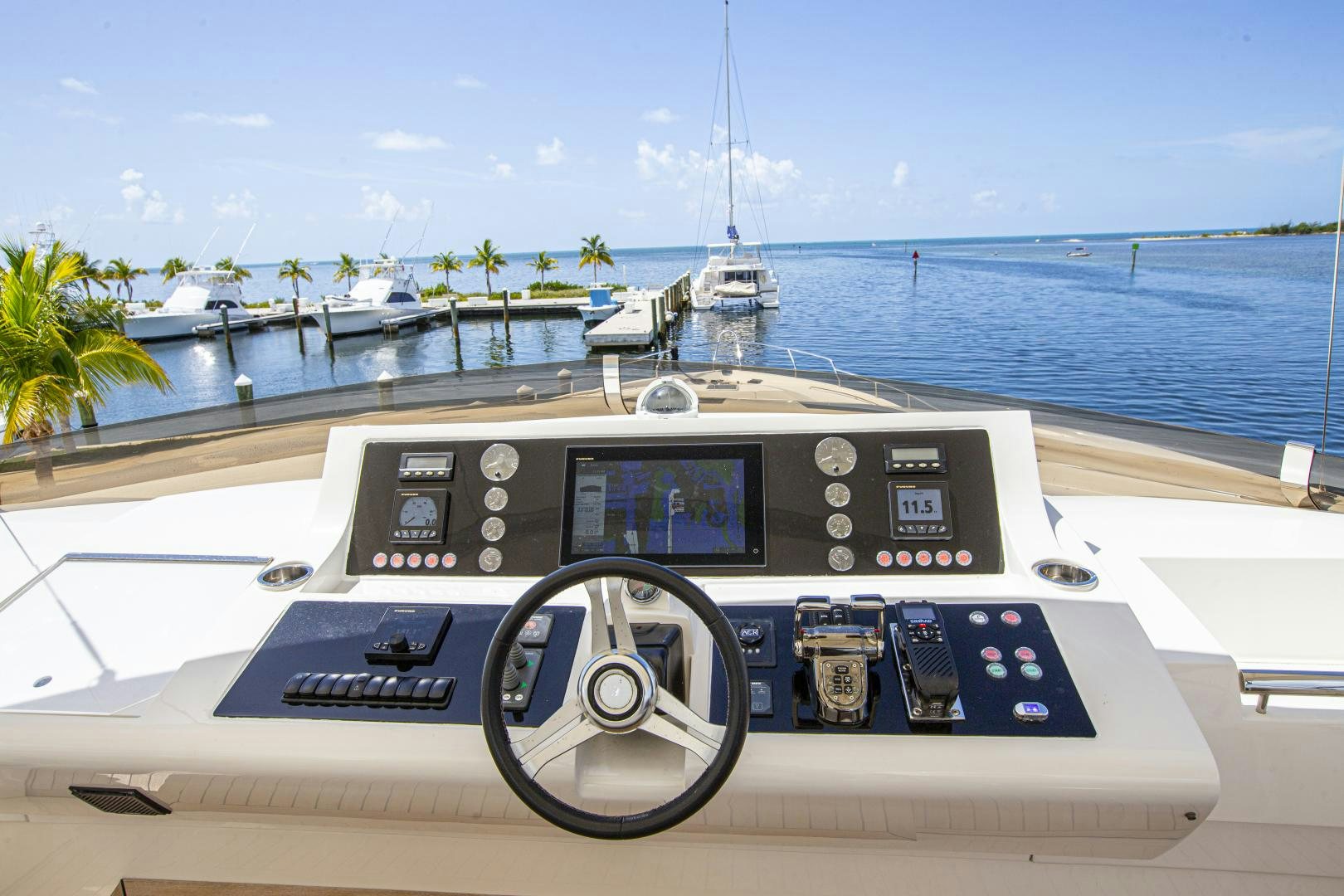 a dashboard of a car on a boat aboard LAS BRISAS Yacht for Sale