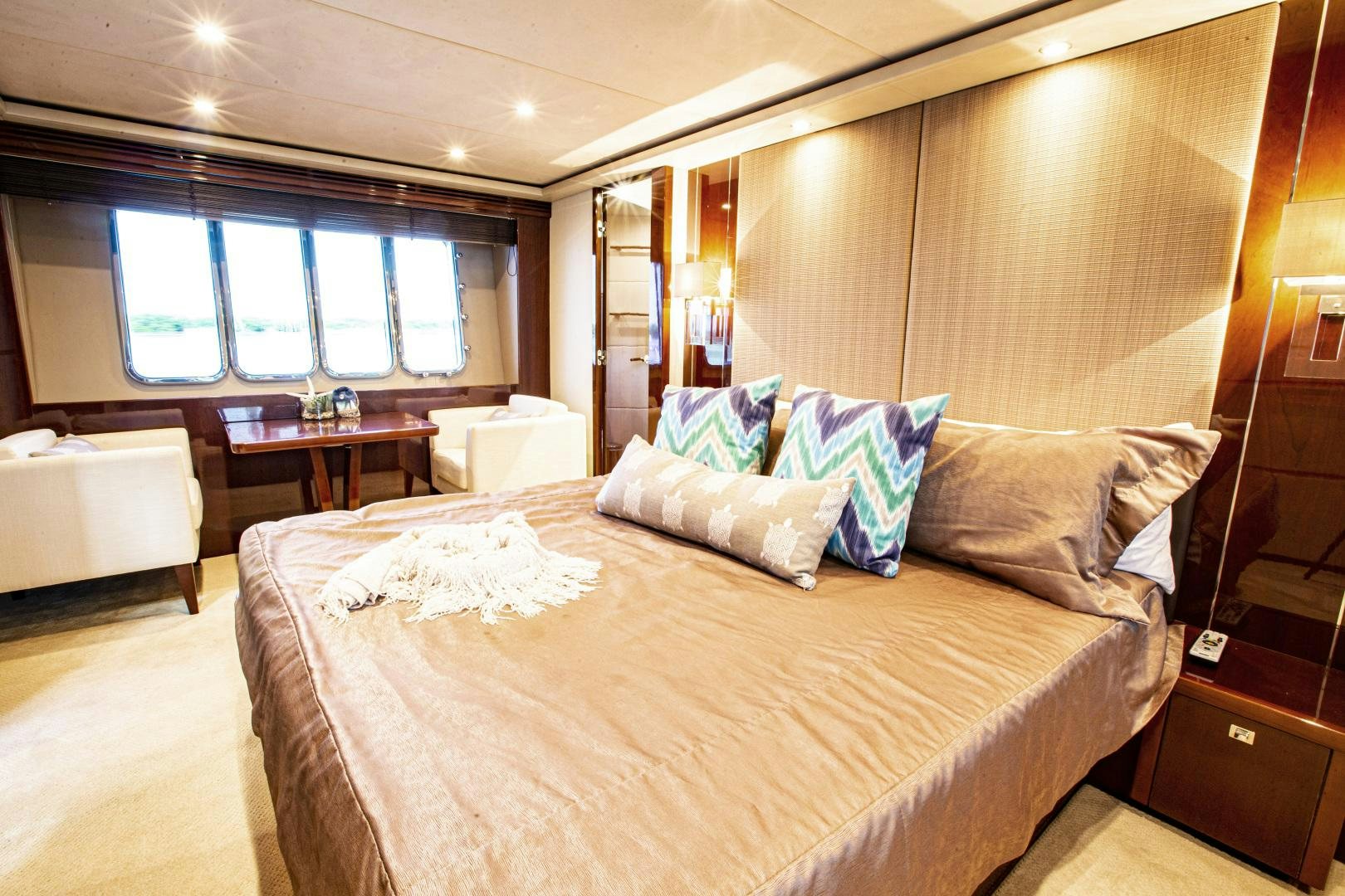 a bed in a room aboard LAS BRISAS Yacht for Sale
