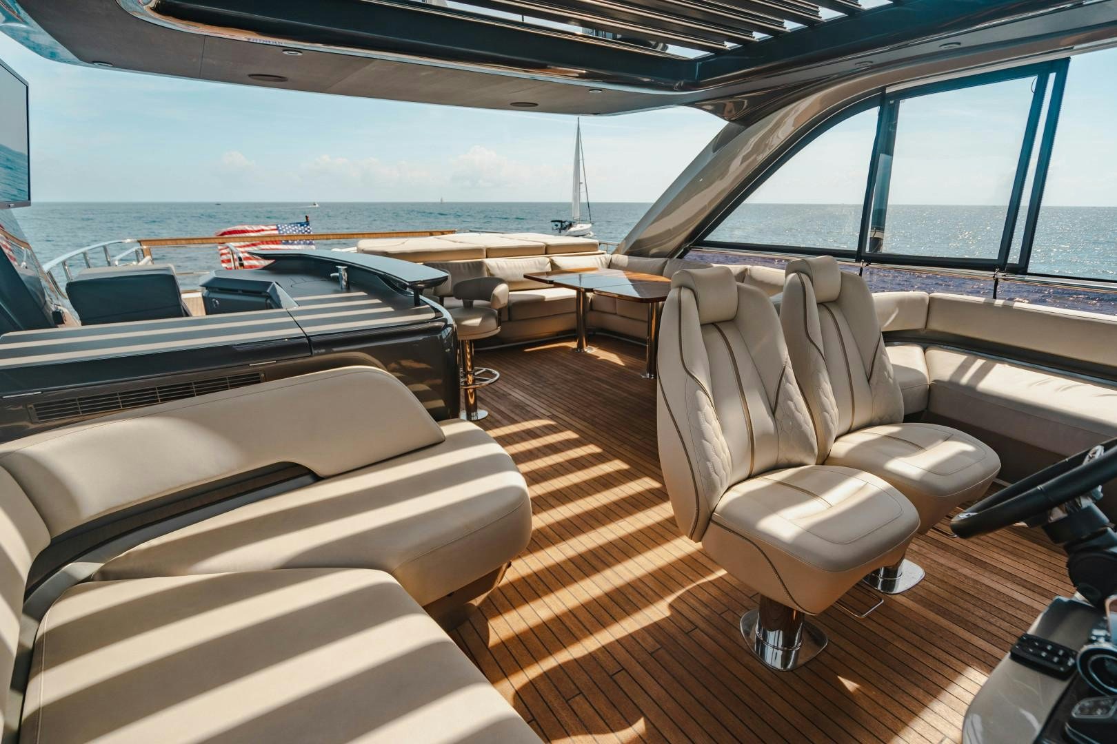 inside of a car aboard KAOS Yacht for Sale