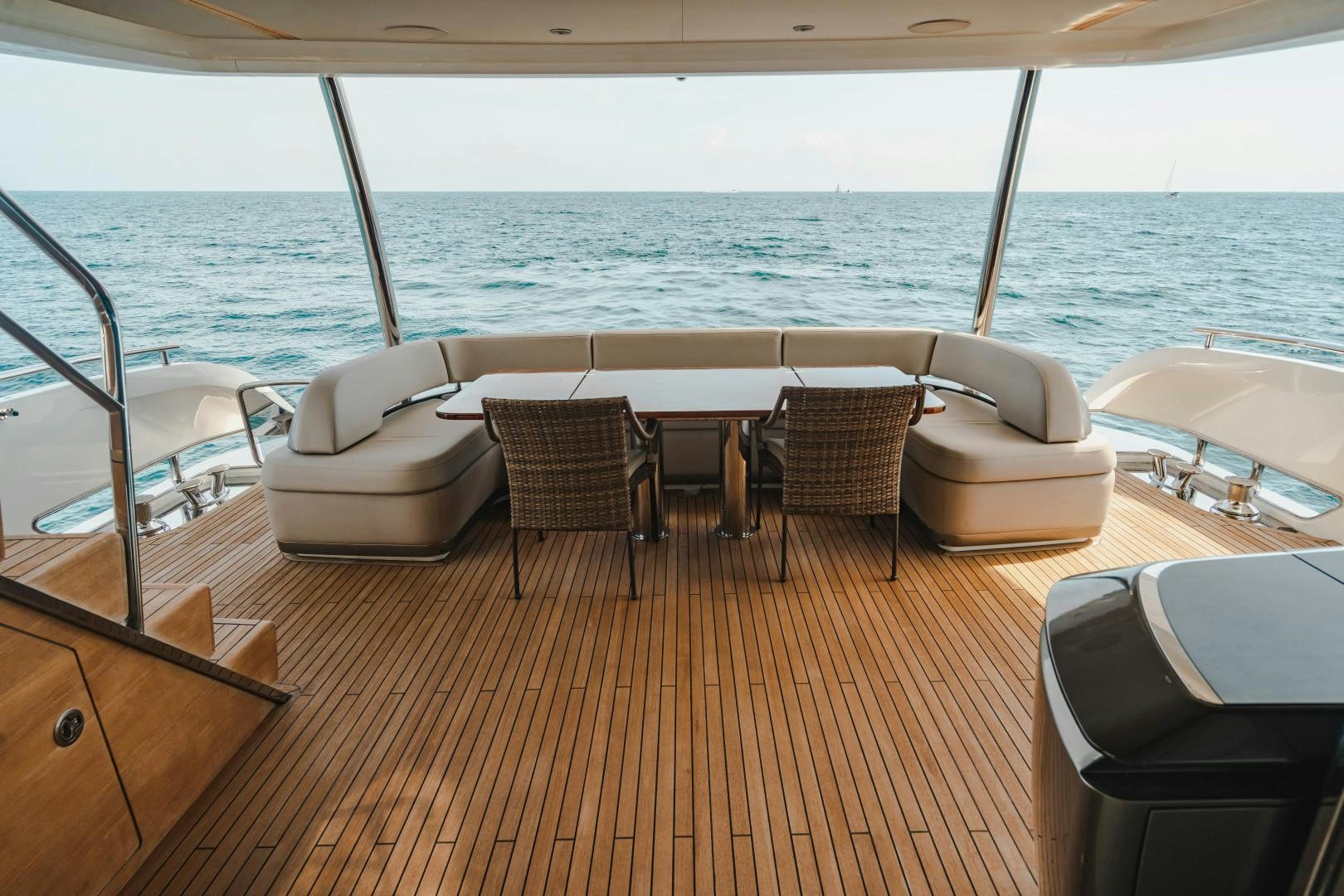 a boat on a deck aboard KAOS Yacht for Sale