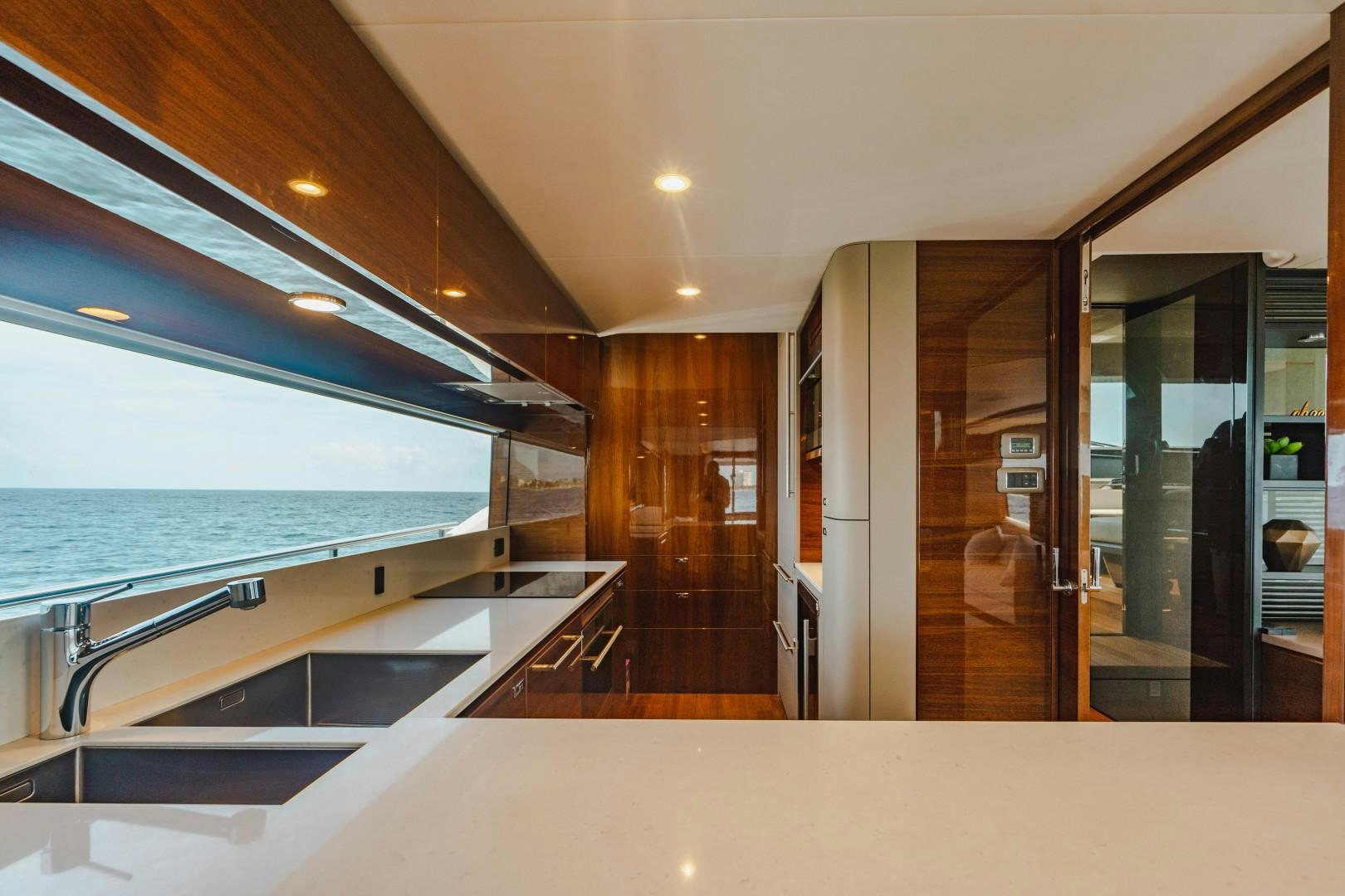 a large modern looking room with a pool aboard KAOS Yacht for Sale