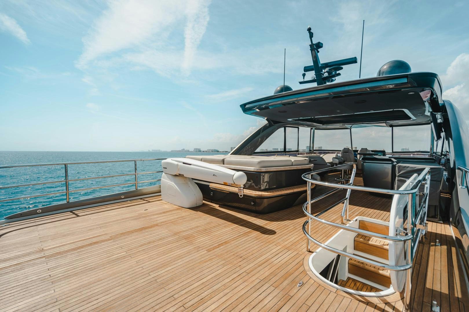 a boat on a deck aboard KAOS Yacht for Sale