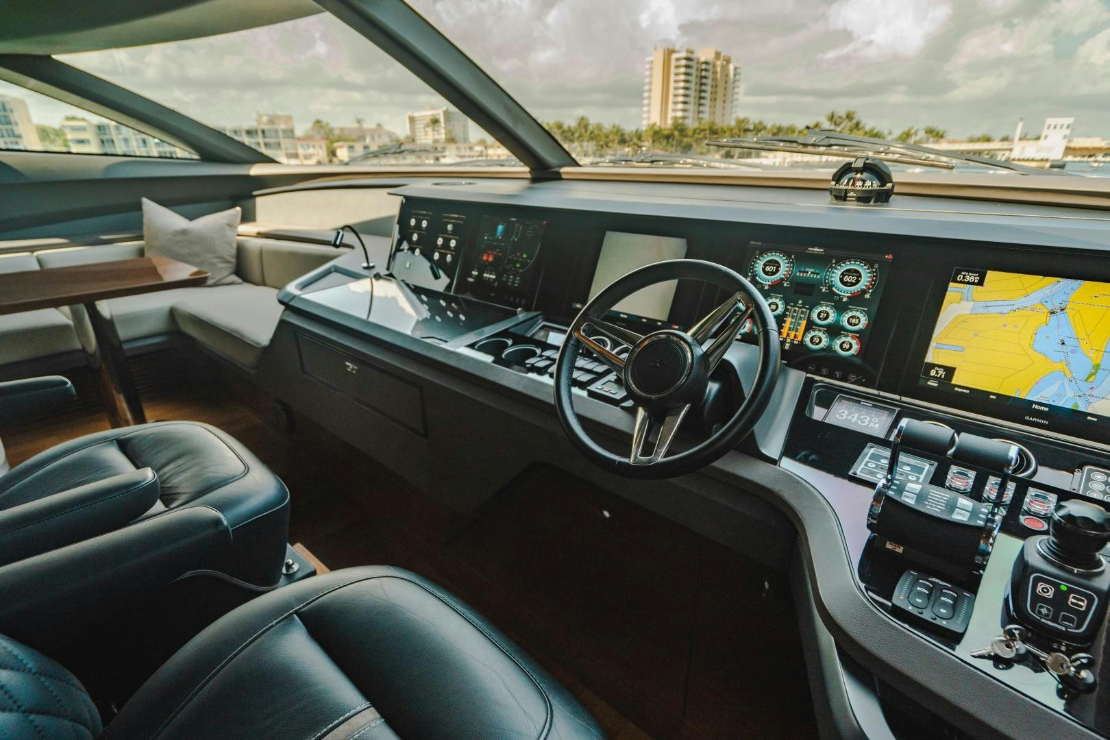 inside of a car aboard KAOS Yacht for Sale