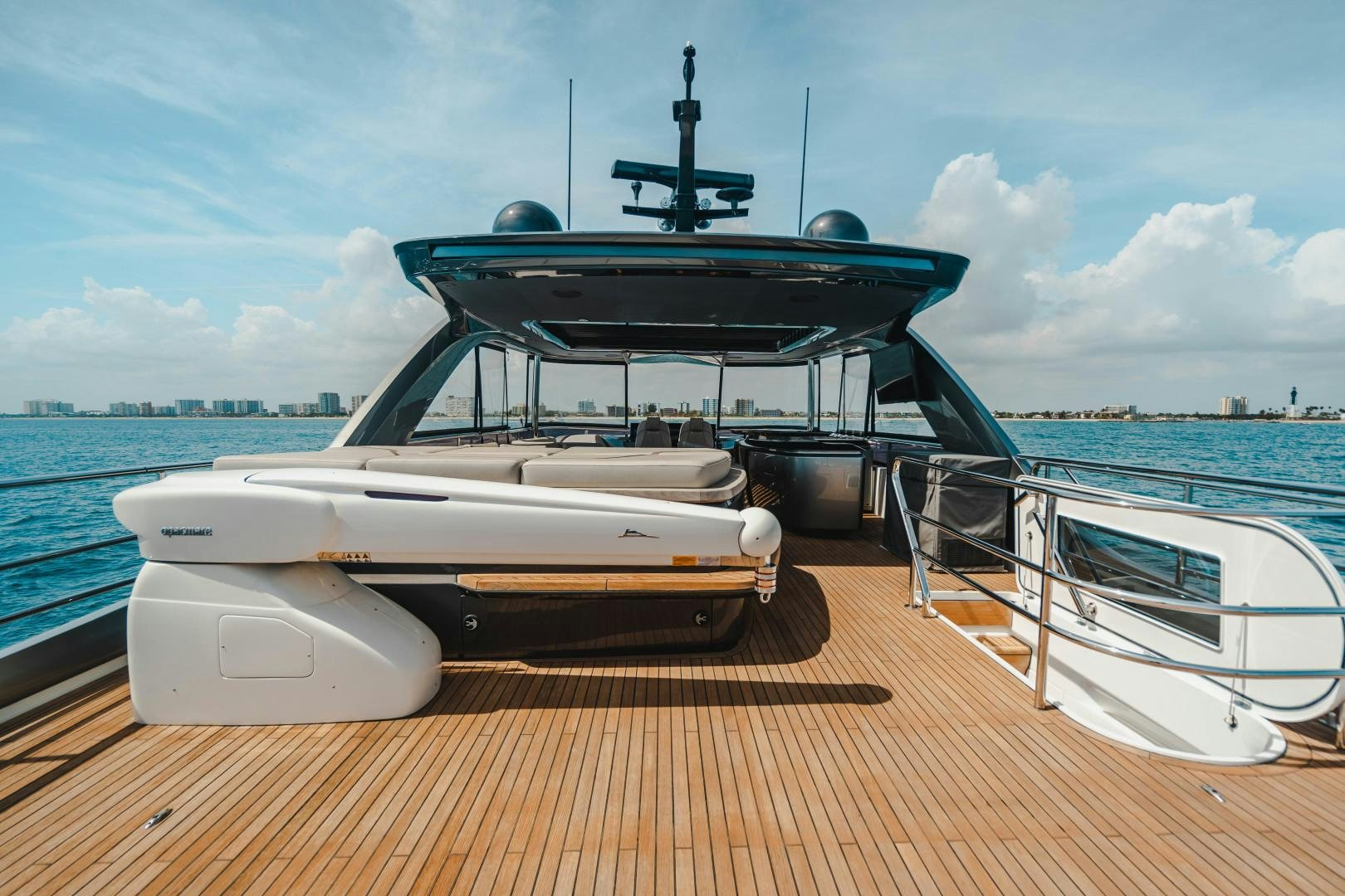a boat on a deck aboard KAOS Yacht for Sale
