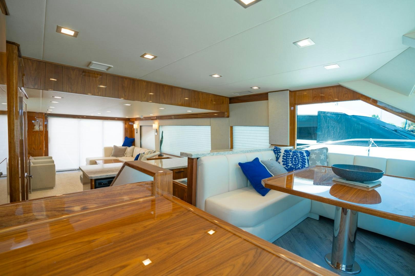 a large living room with a pool aboard MAKE  HAPPEN Yacht for Sale