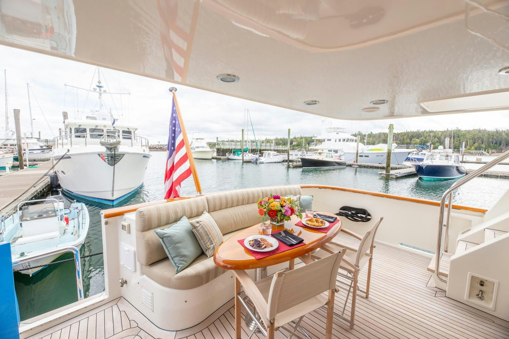 a boat is parked in a harbor aboard ISLANDER Yacht for Sale